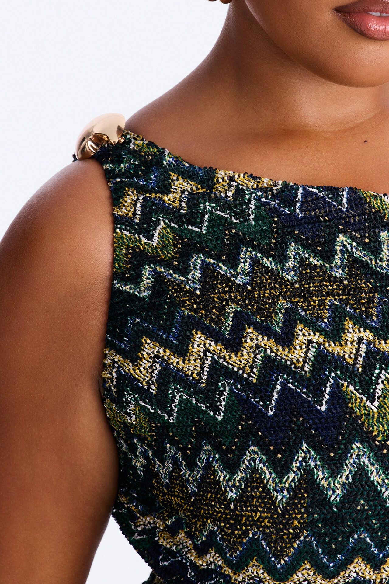 Shoreline Slay Chevron Crochet Mini Dress - Navy/combo