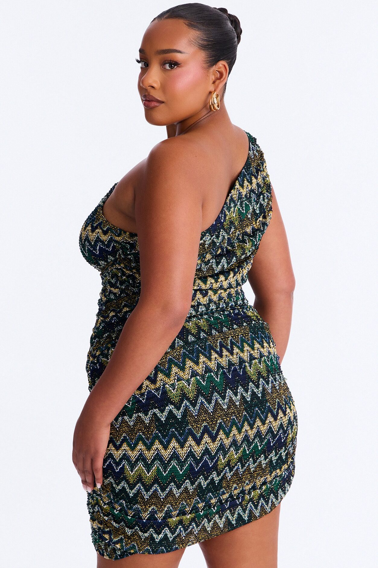Shoreline Slay Chevron Crochet Mini Dress - Navy/combo
