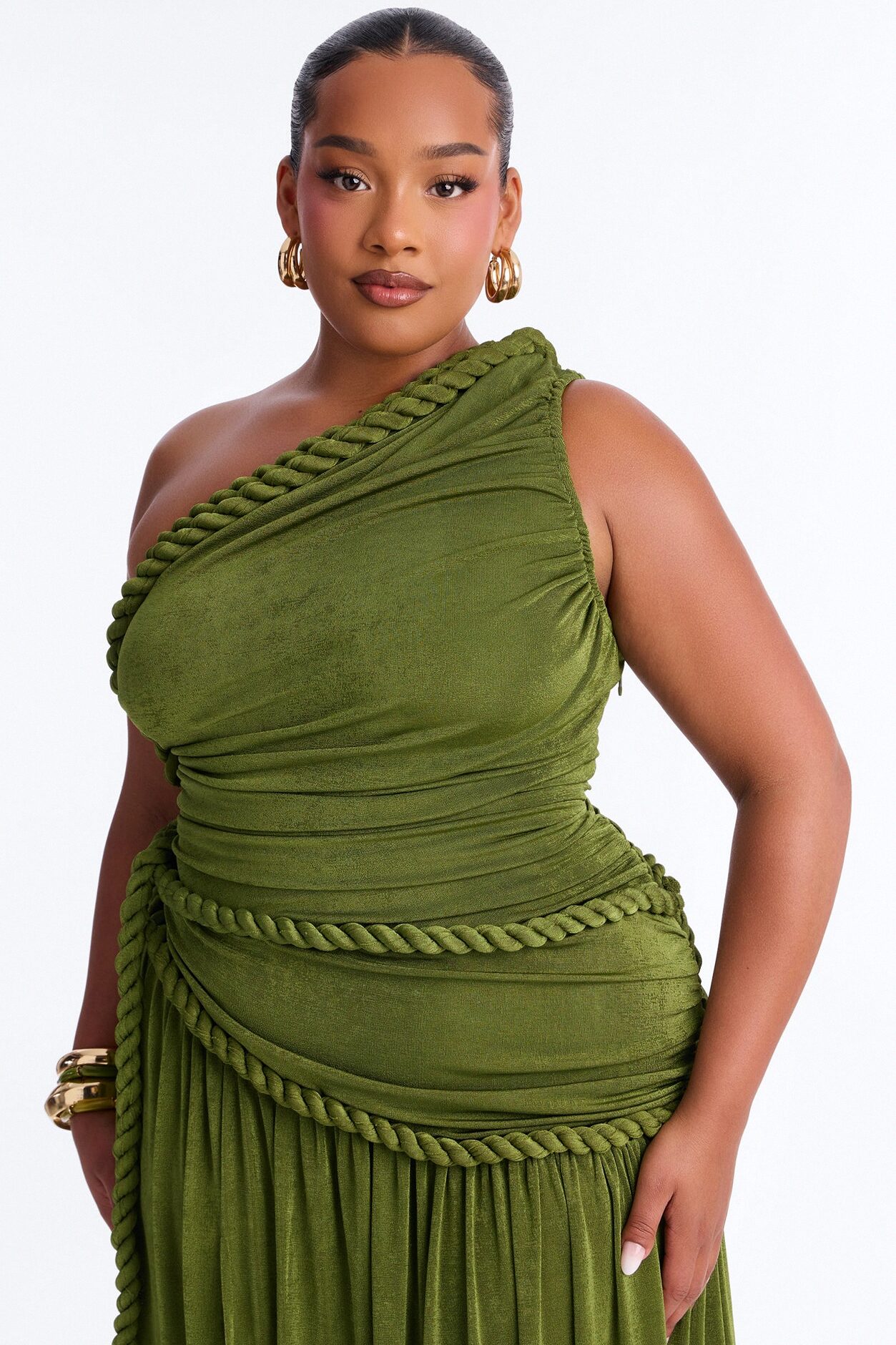 Corina Twist Slinky Maxi Dress - Olive