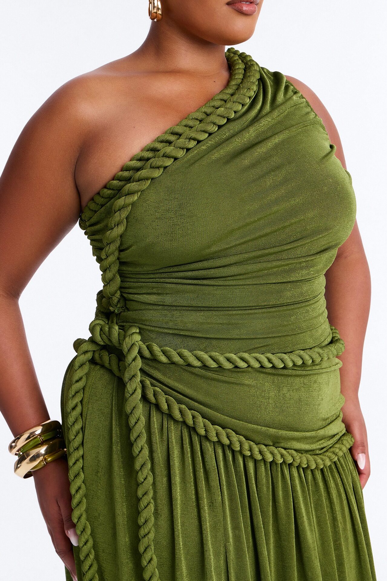 Corina Twist Slinky Maxi Dress - Olive