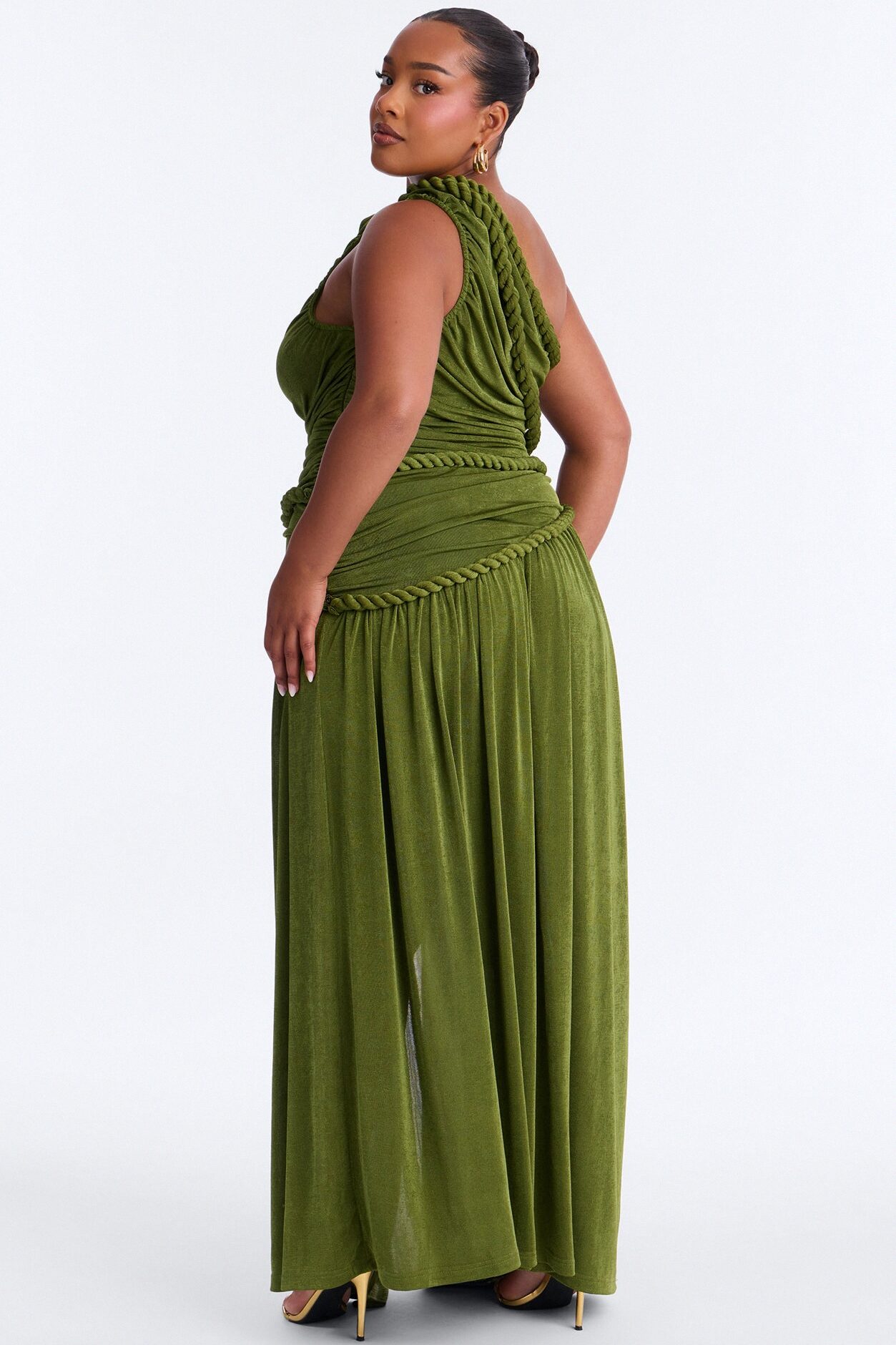 Corina Twist Slinky Maxi Dress - Olive