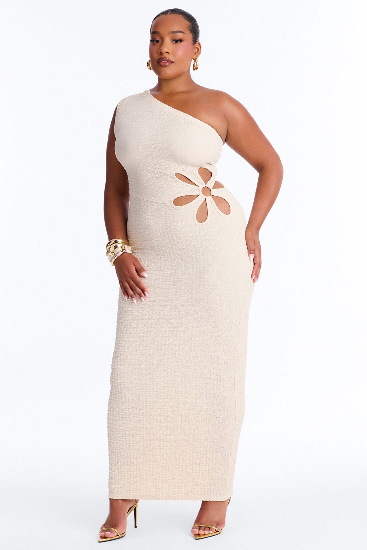 With The Girls Cut Out Maxi Dress - Cream