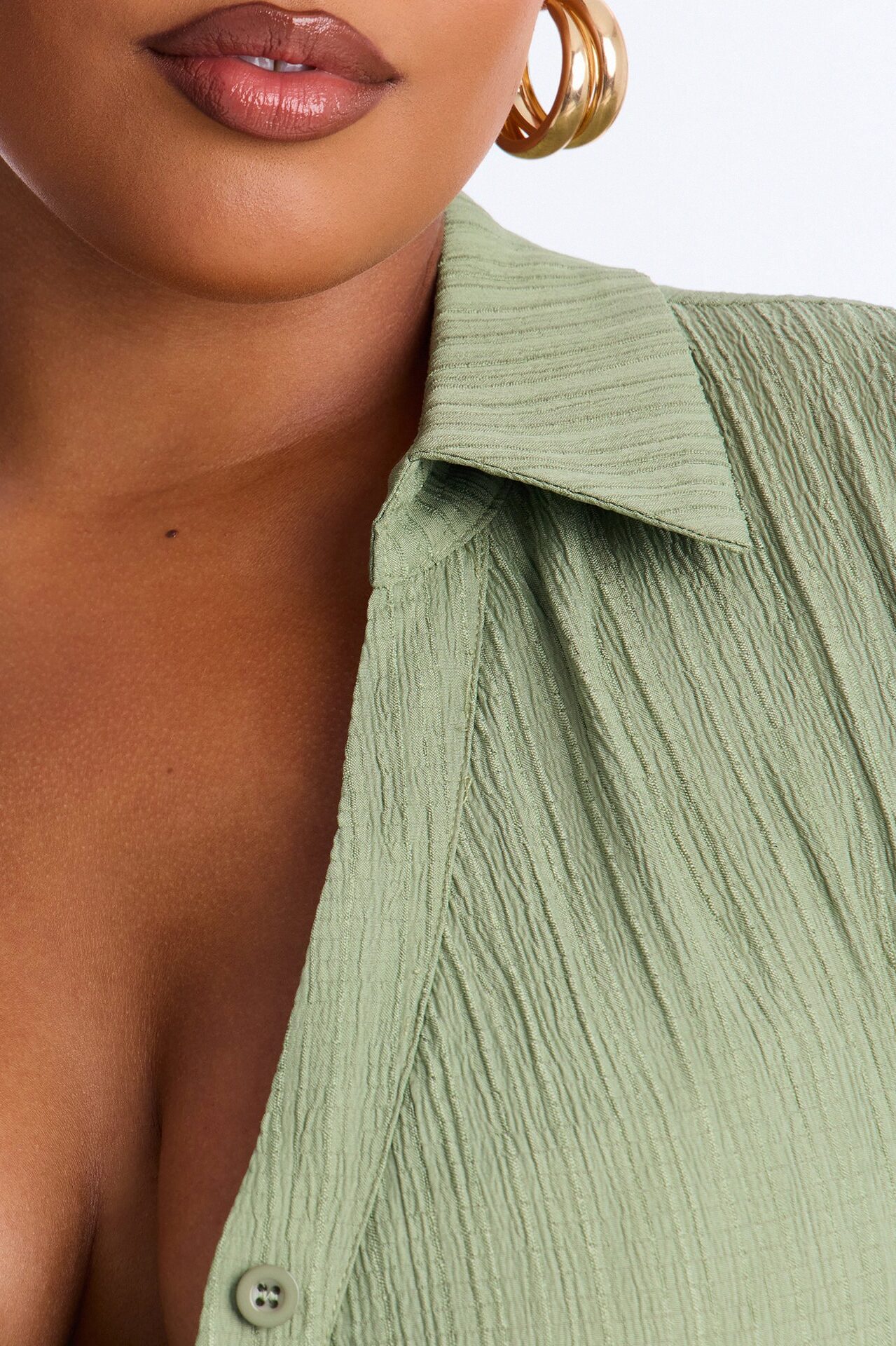 Carmen Ruched Shirt Midi Dress - Olive