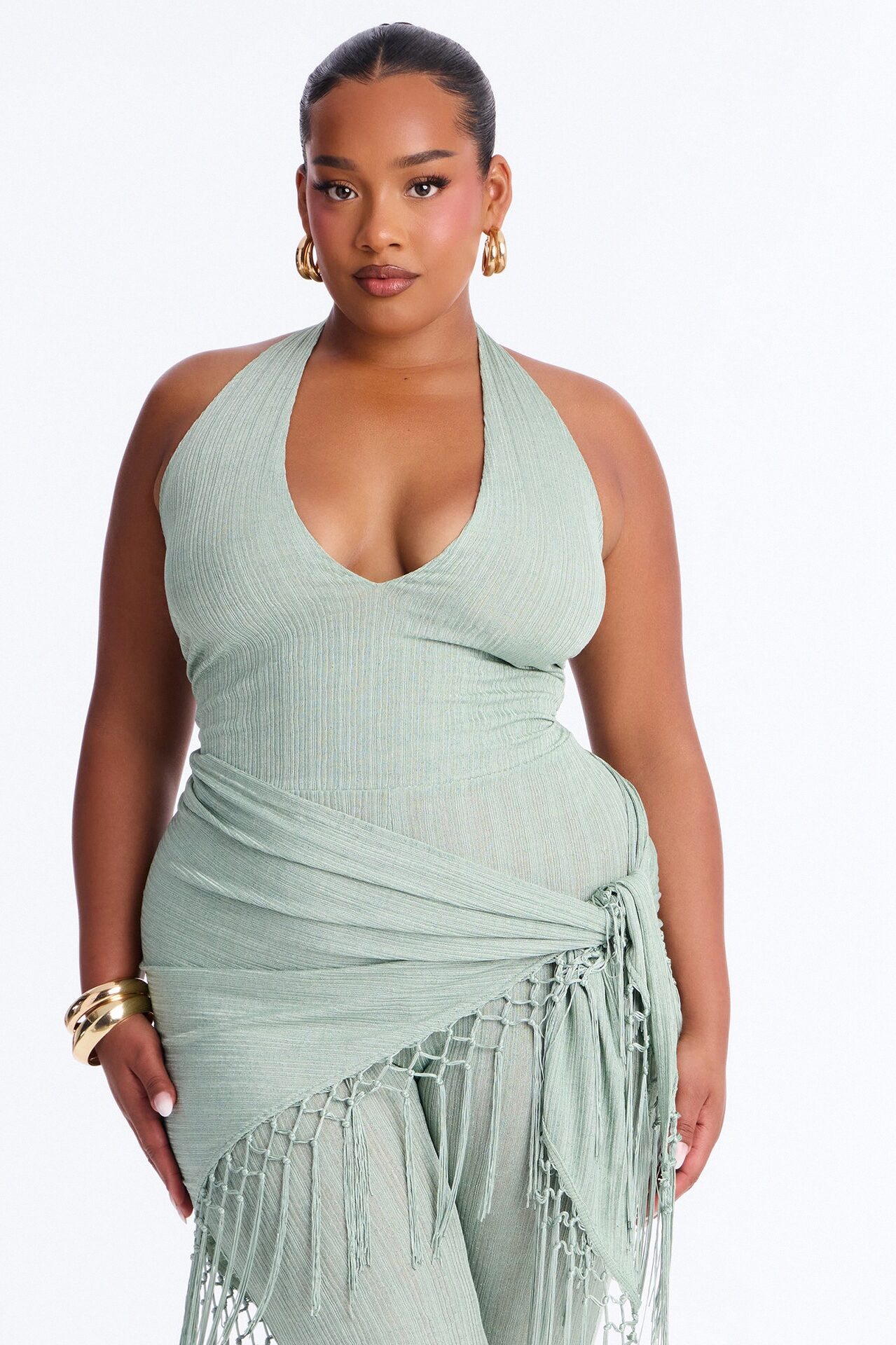 Emme Waist Tie Capri Catsuit - Sage