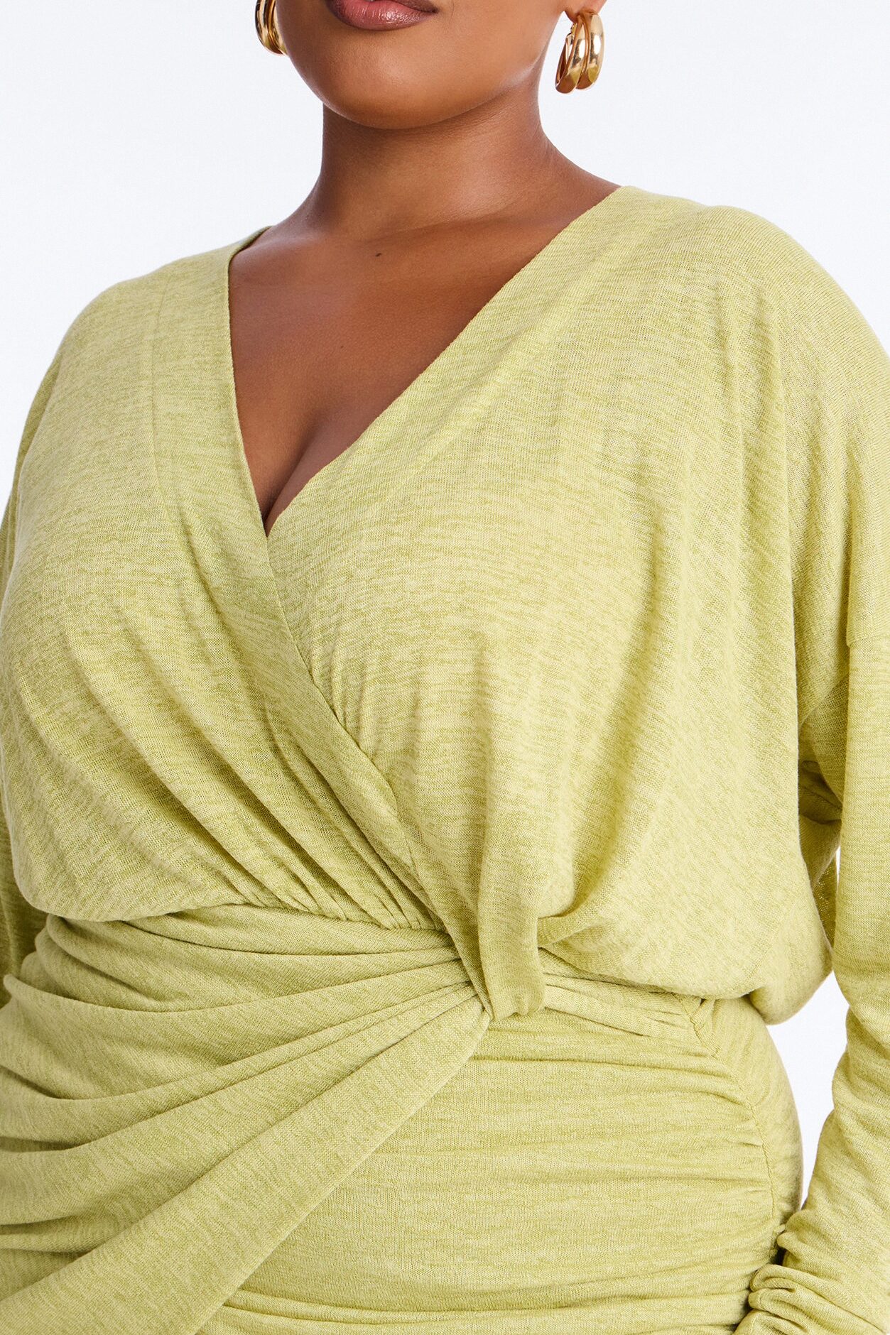 Elizabeth Long Sleeve Sweater Mini Dress - Chartreuse