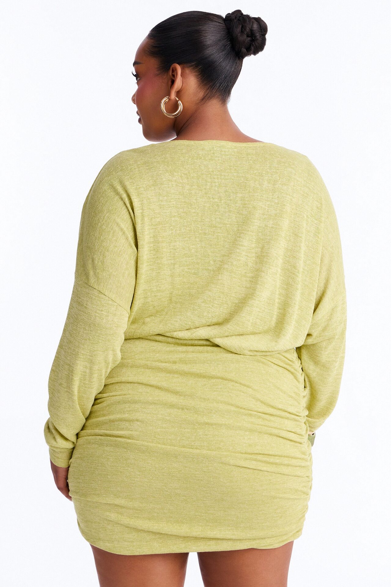 Elizabeth Long Sleeve Sweater Mini Dress - Chartreuse