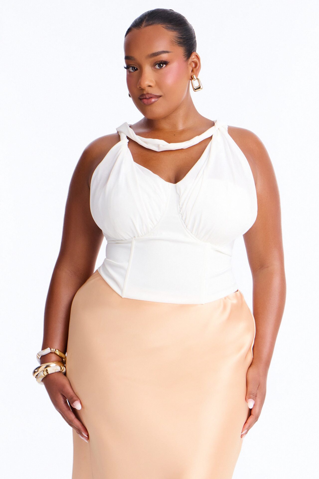Sipping Champagne Chiffon Corset - White