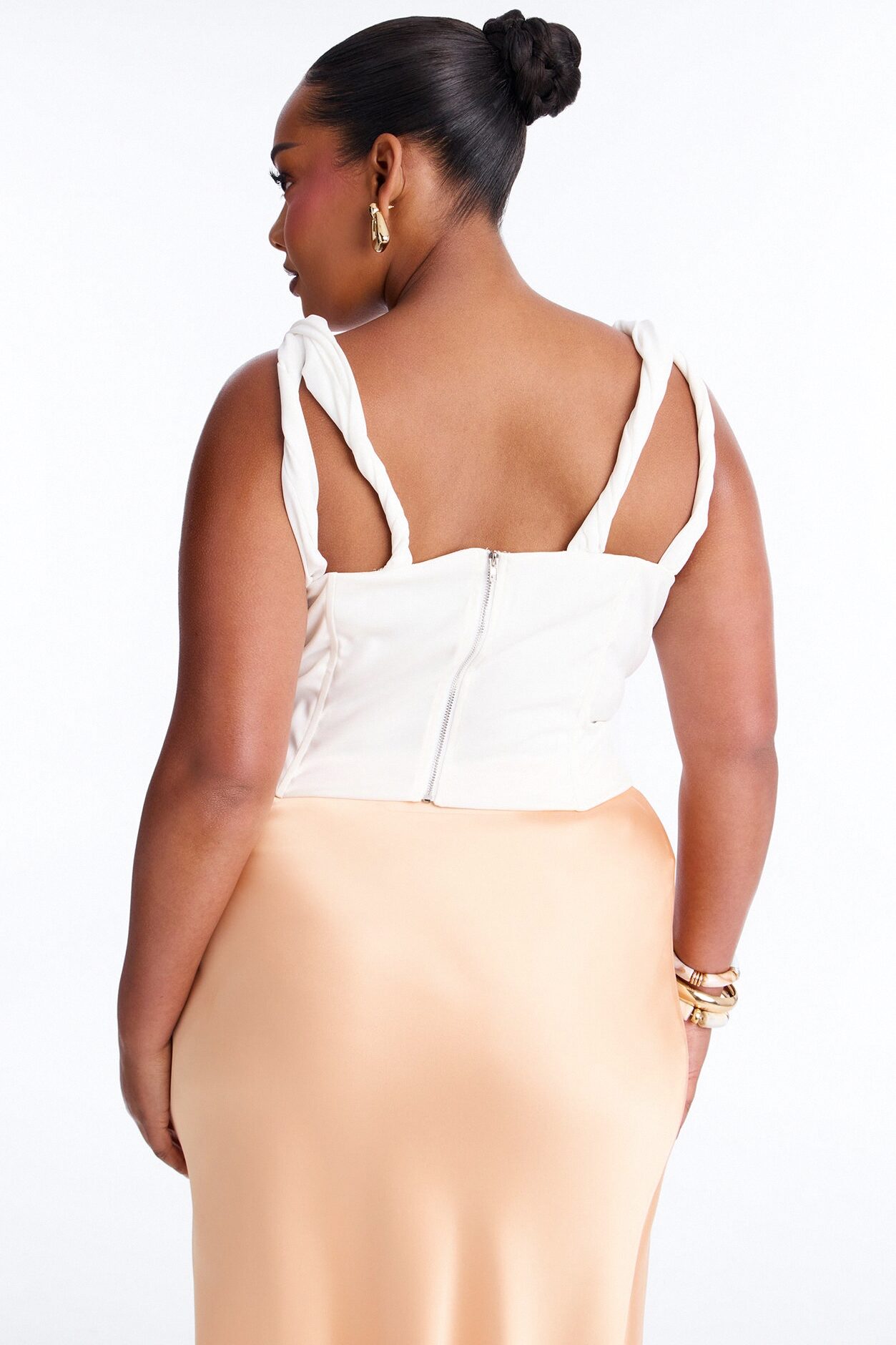 Sipping Champagne Chiffon Corset - White