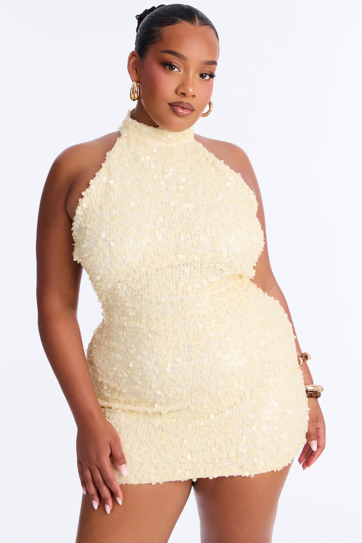 Off The Grid Backless Sequin Micro Mini Dress - Cream