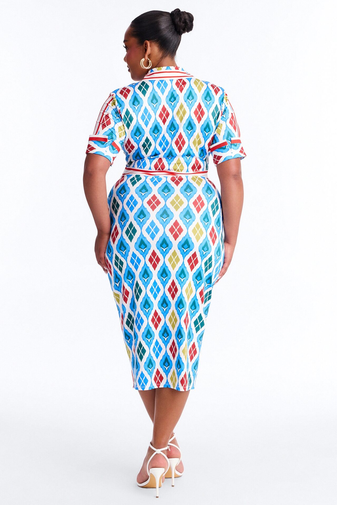 Bernadette Ruched Printed Midi Dress - Blue/combo