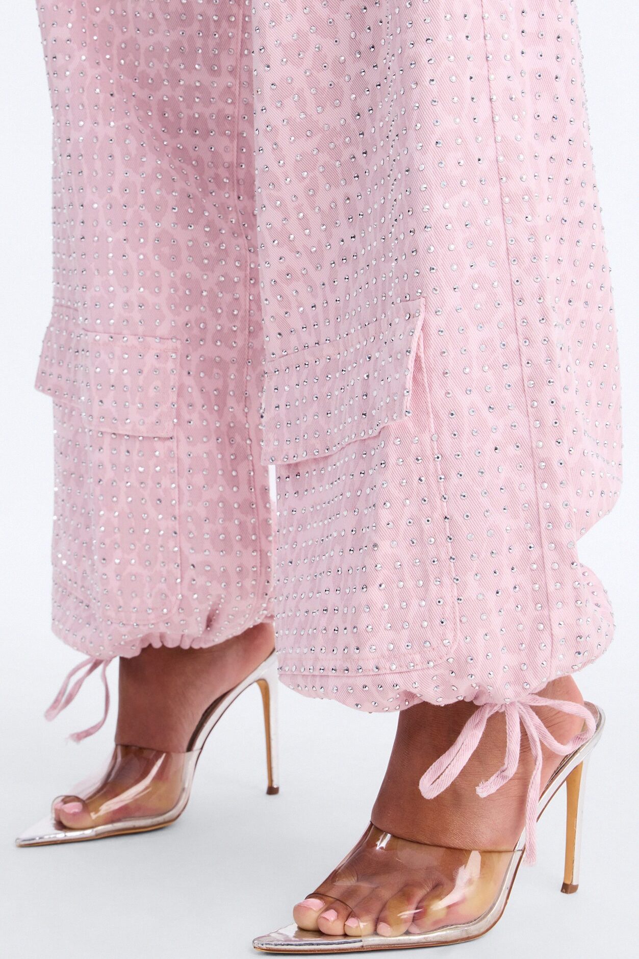 Look Don't Talk Embellished Leopard Jogger Pant - Pink