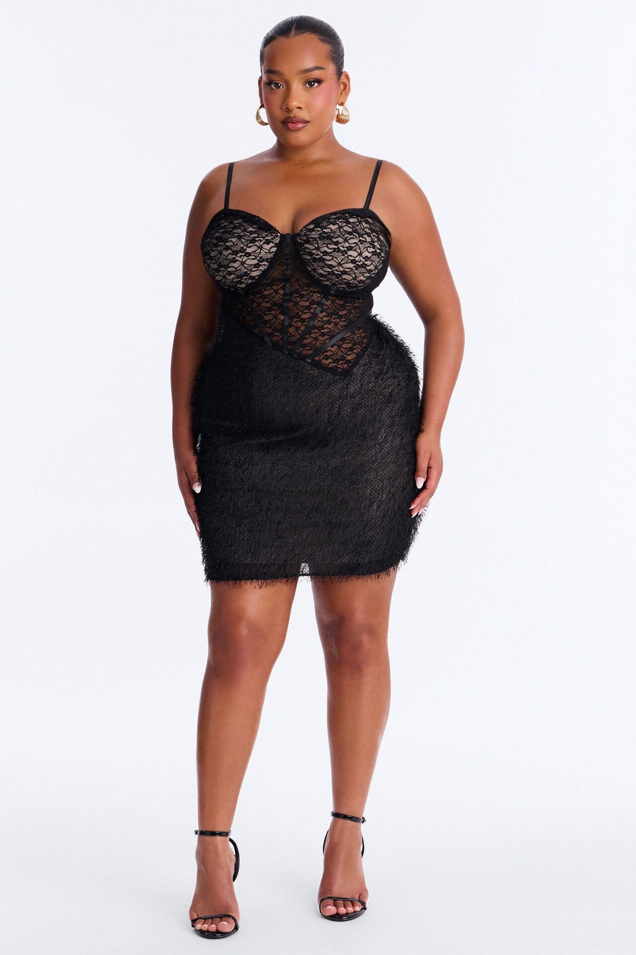 Always Yours Sheer Lace Mini Dress - Black