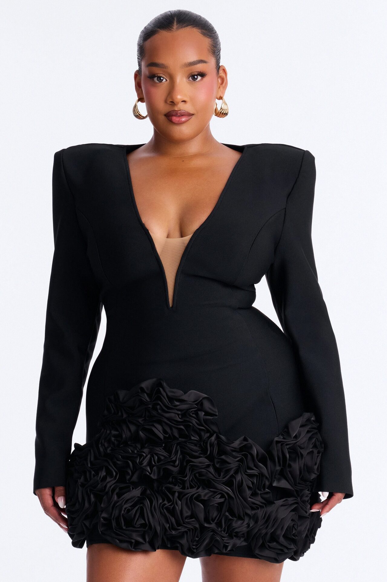 Chantelle Long Sleeve Bandage Mini Dress - Black