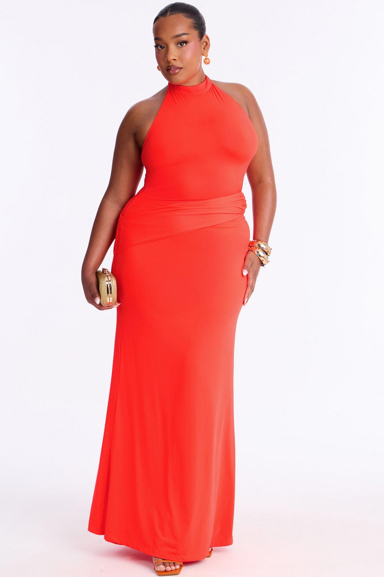 Coast To Coast Cut Out Maxi Dress - Neon Orange
