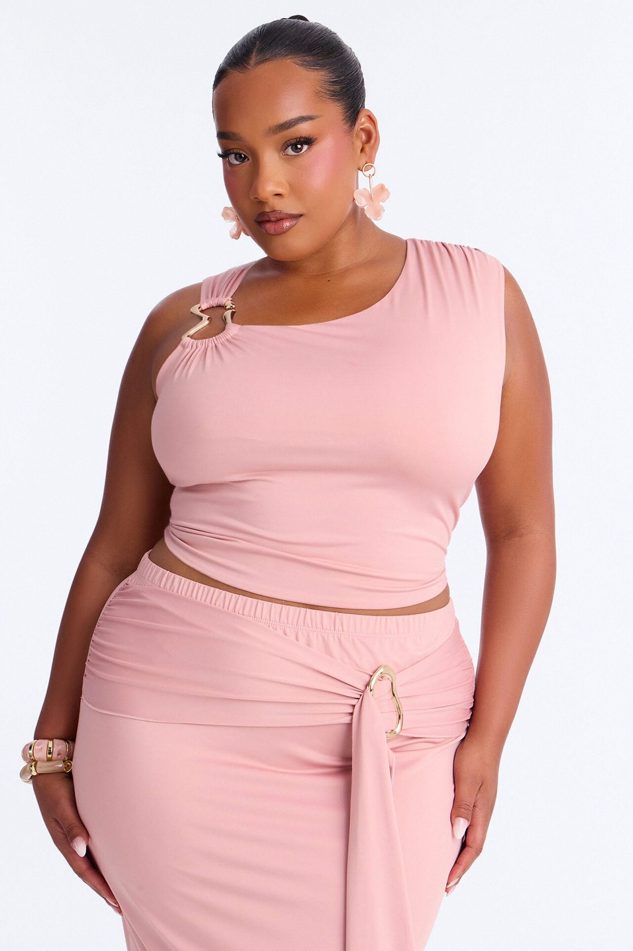 Romance Me Hardware Maxi Skirt Set - Mauve