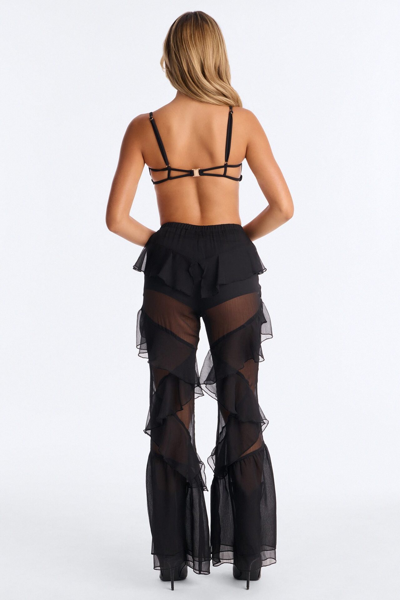 Twisted Rules Ruffle Flare Pant 33″ - Black