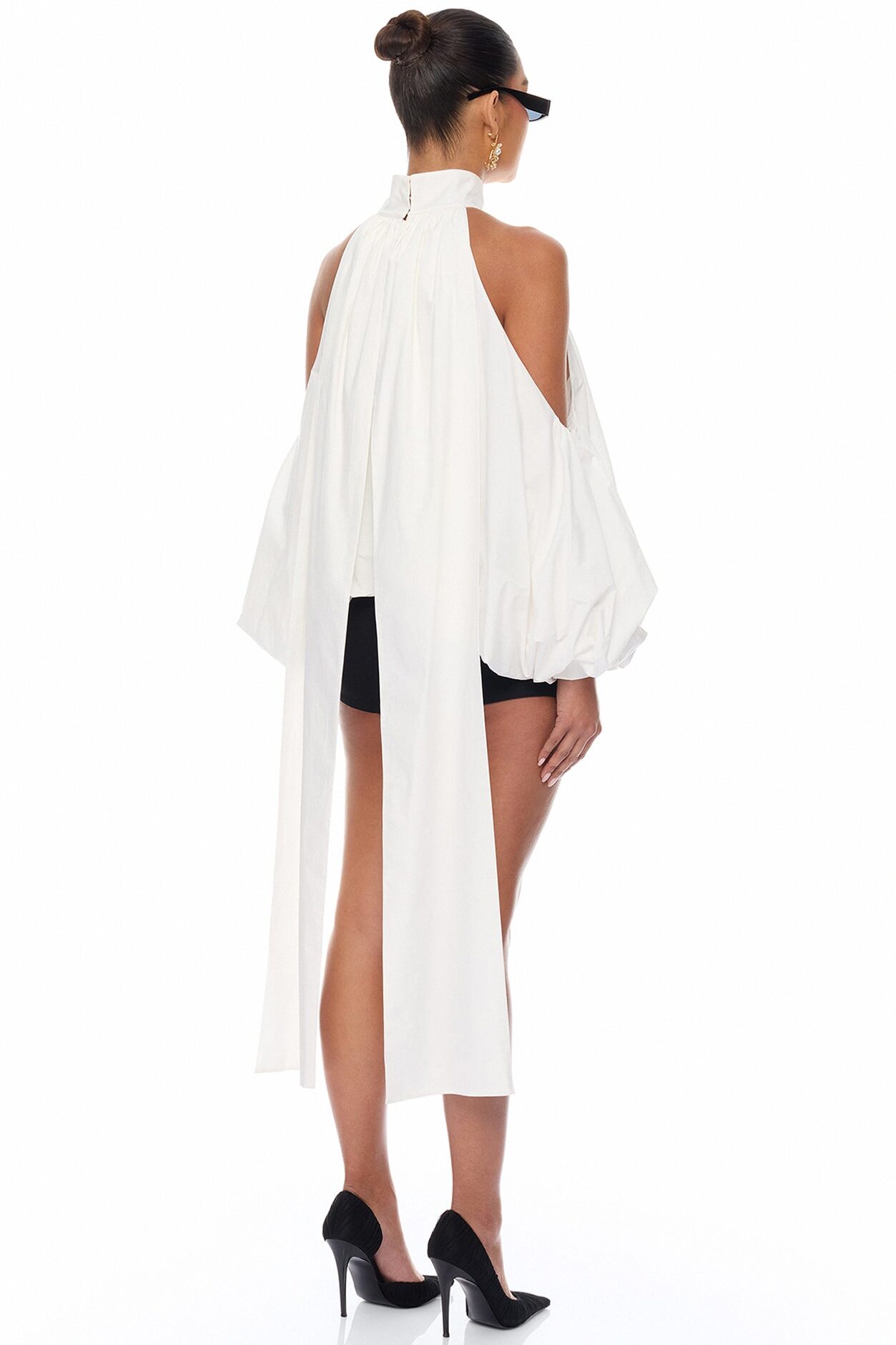 Giselle Bubble Hem Cotton Blouse - White
