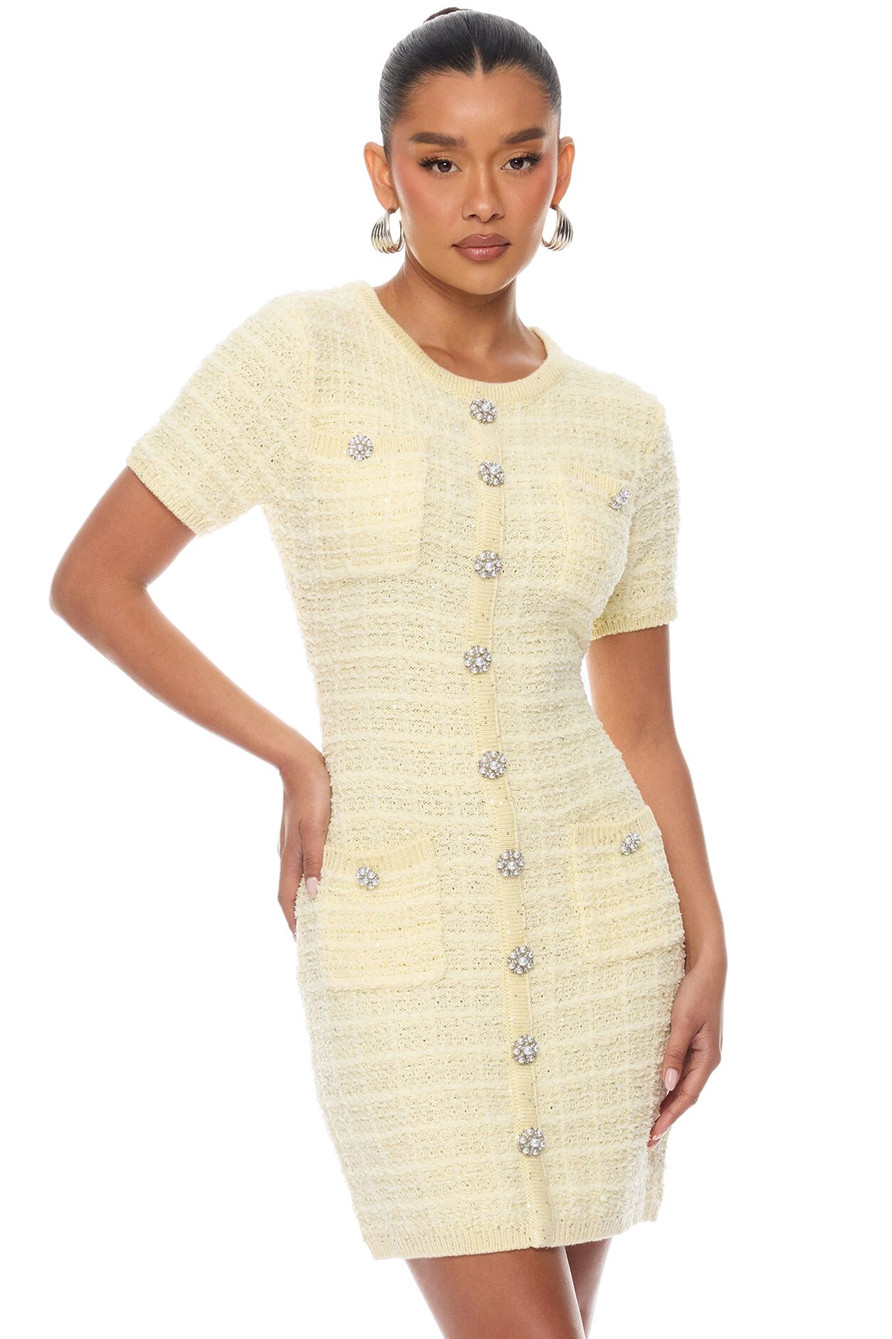 Sadie Sweater Mini Dress - Butter Yellow