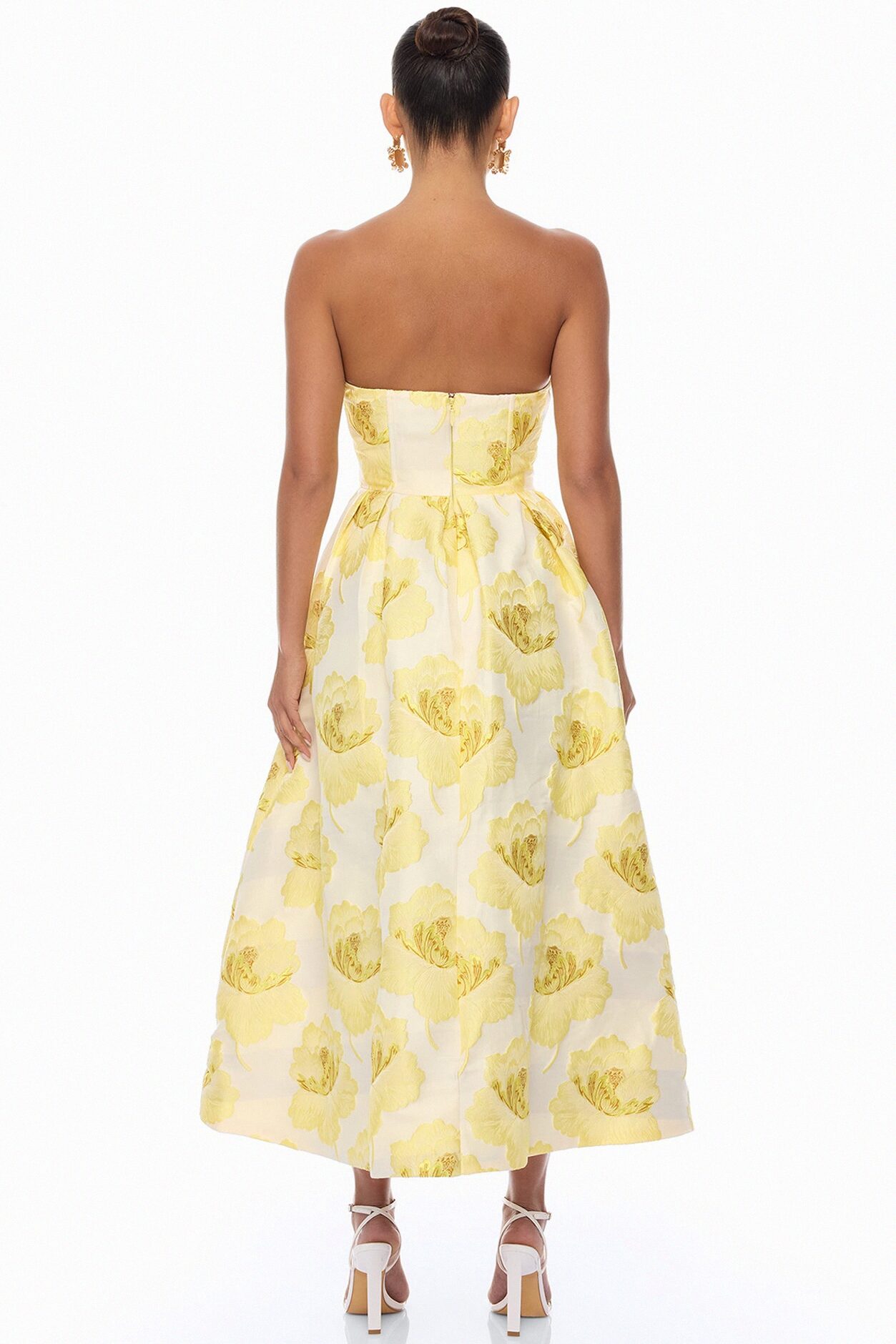 Fiora Strapless Jacquard Maxi Dress - Yellow