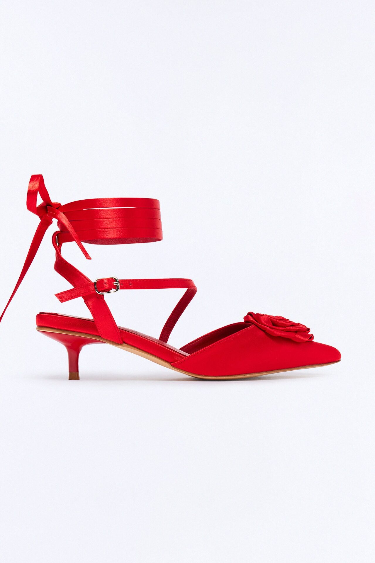 Mella Flower Wrap Up Pumps - Red