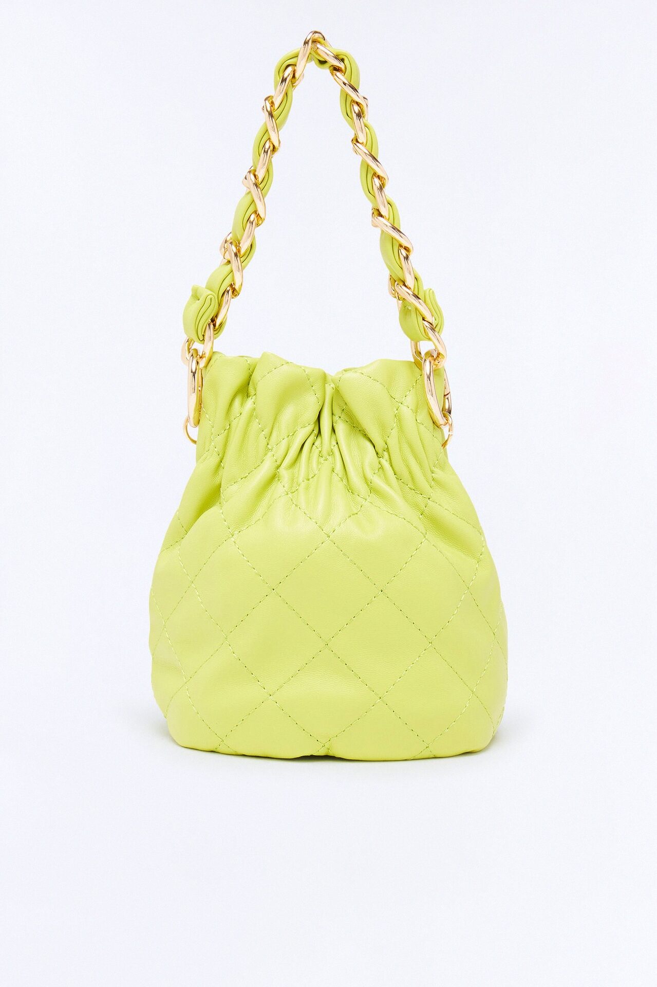 No Space For Your BS Quilted Bucket Bag - Chartreuse
