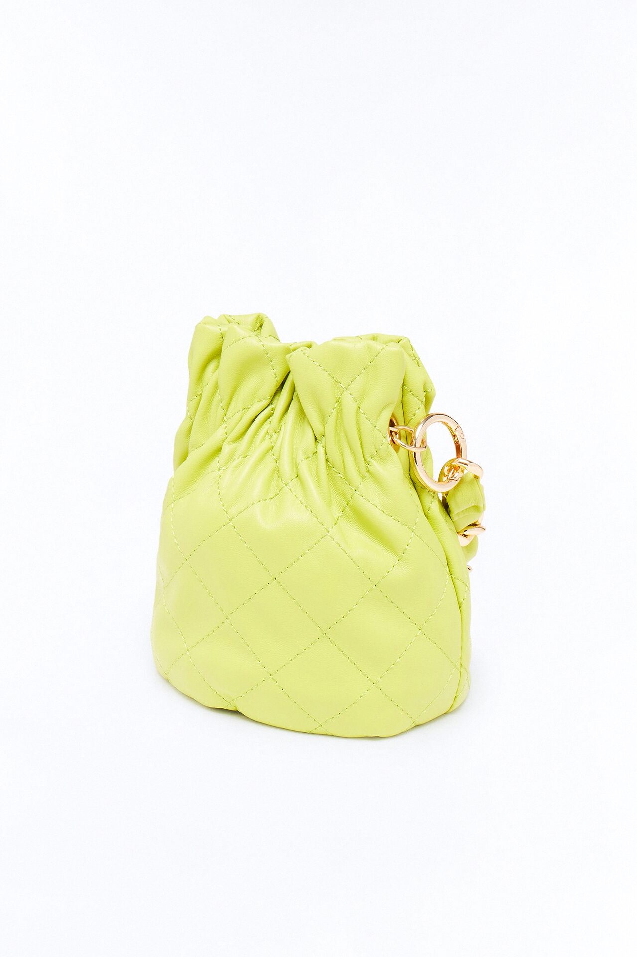 No Space For Your BS Quilted Bucket Bag - Chartreuse