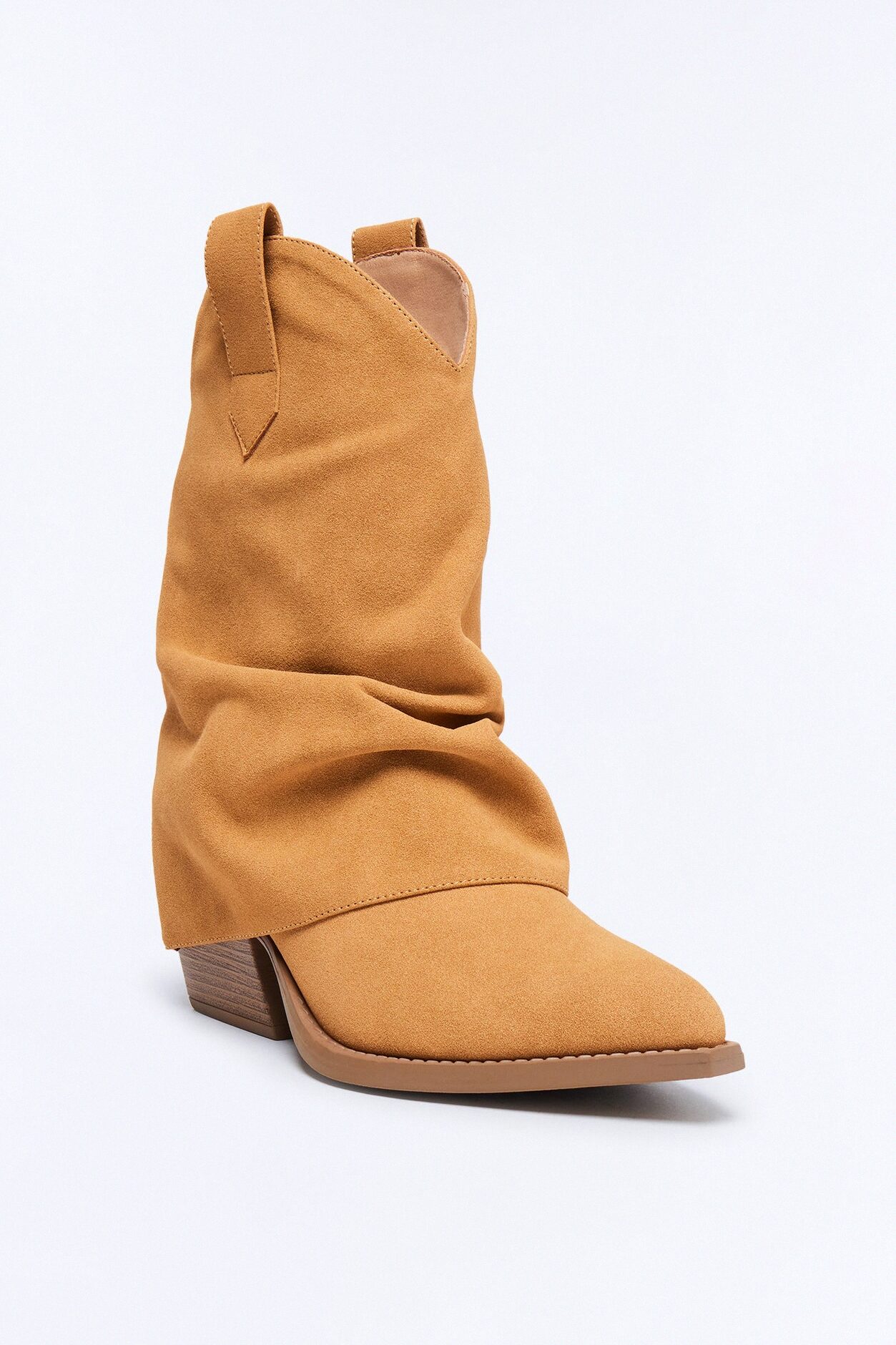 Blanc Overlay Cowboy Booties - Tan