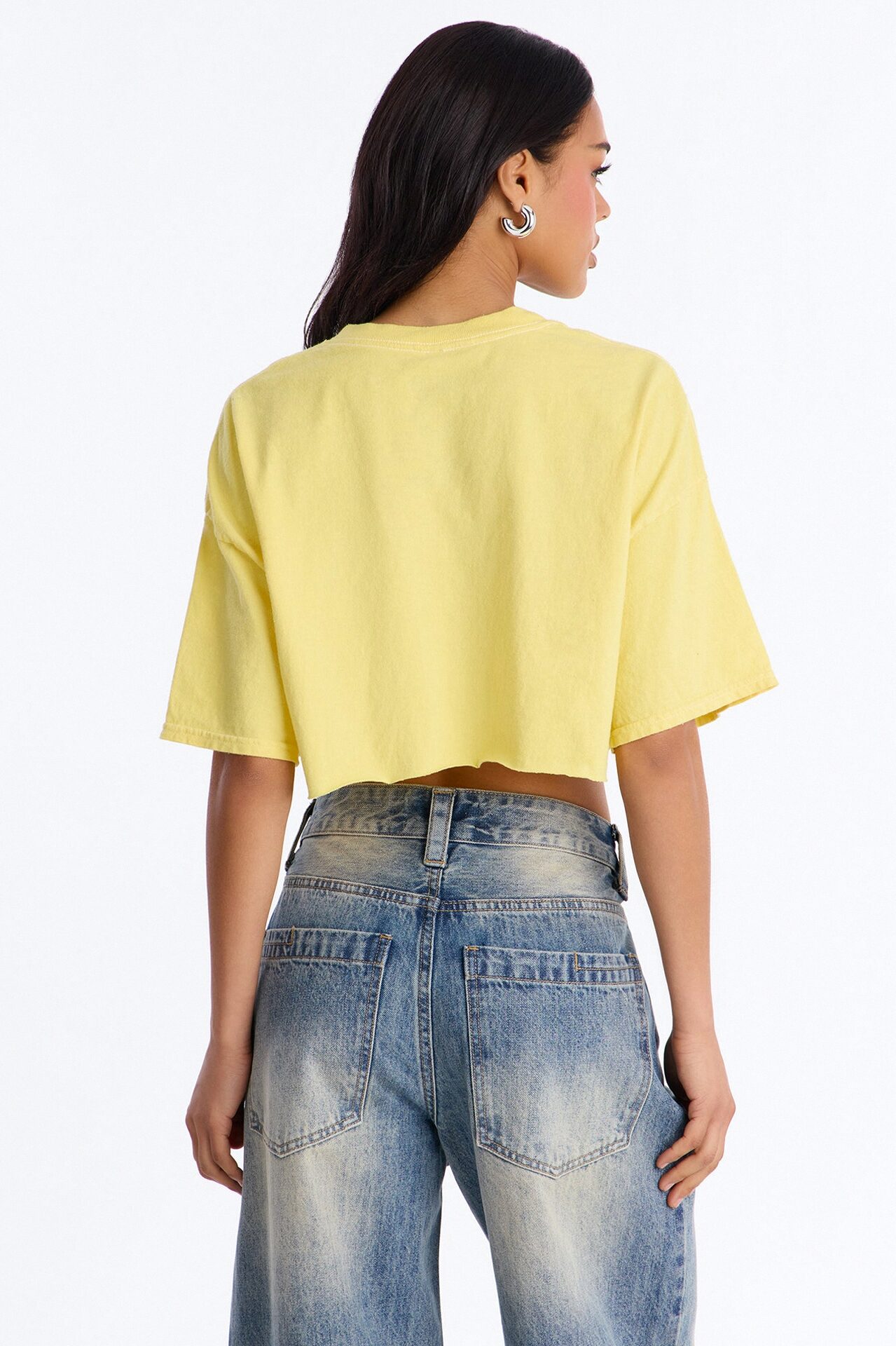 Nirvana Smiley Washed Cropped Tee - Yellow