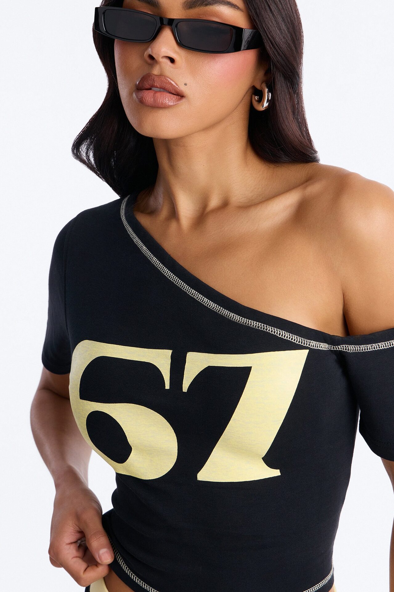 67' Crew Off Shoulder Short Set - Black/combo