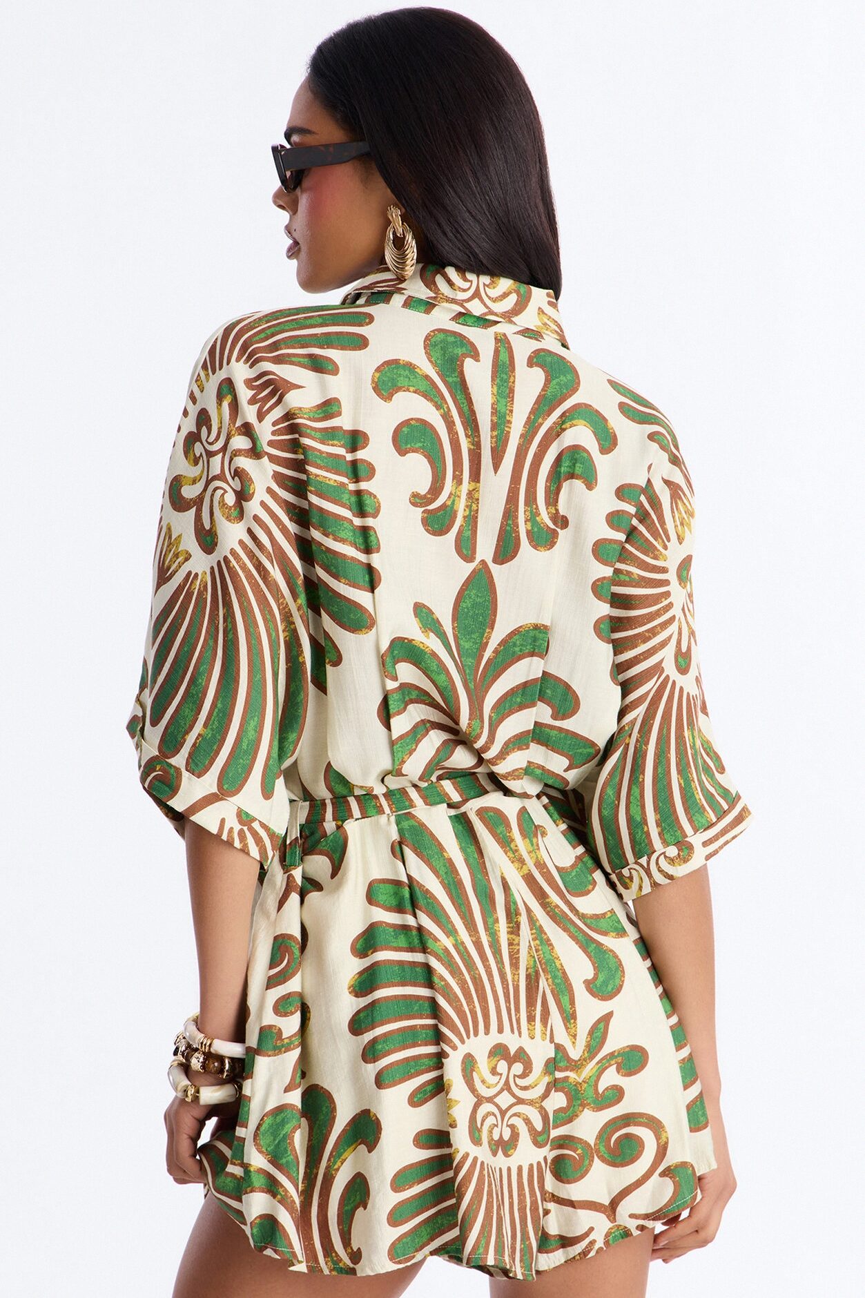 On Island Time Tropical Romper - Green/combo