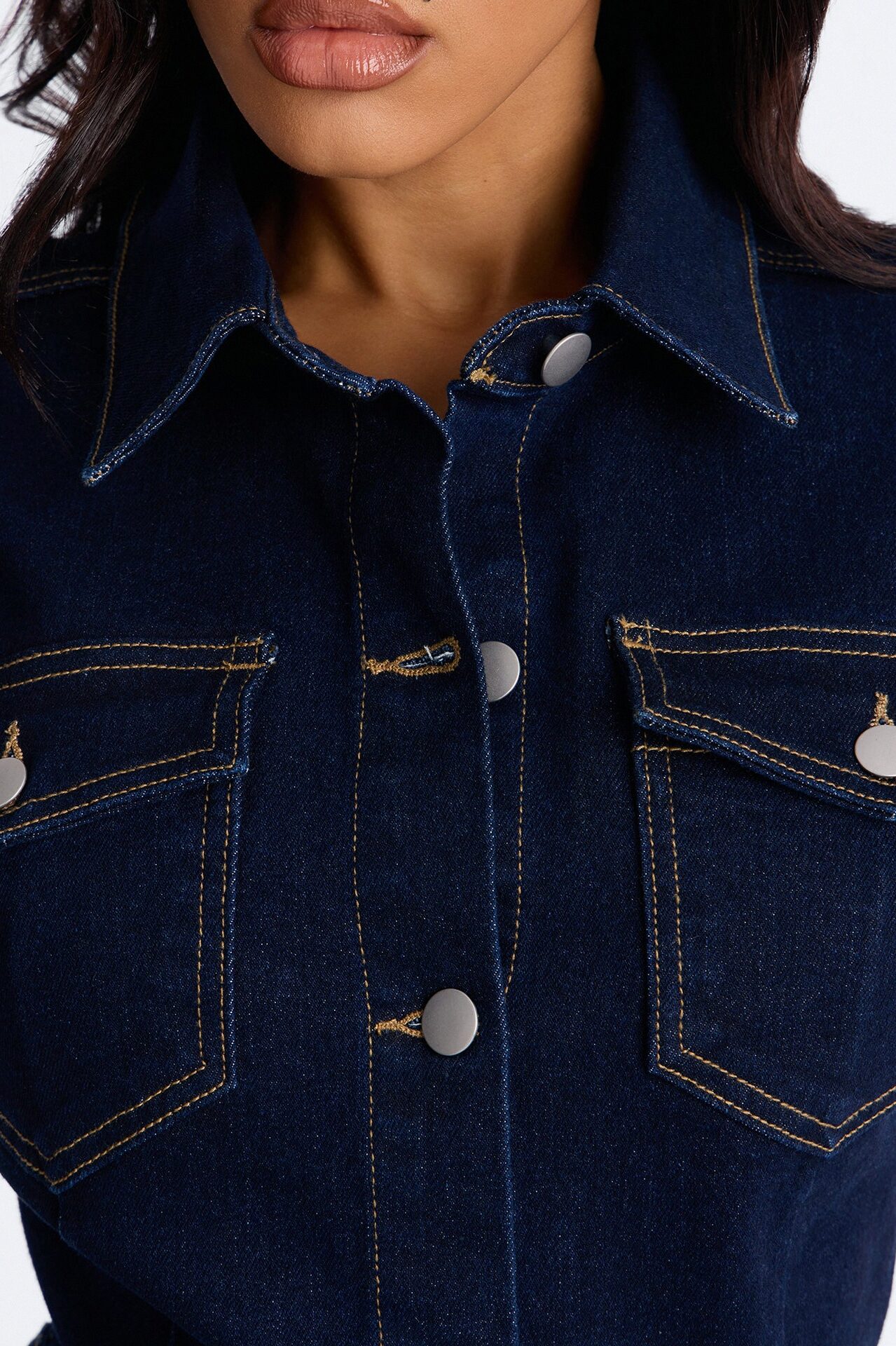 Know You Better Denim Romper - Dark Denim