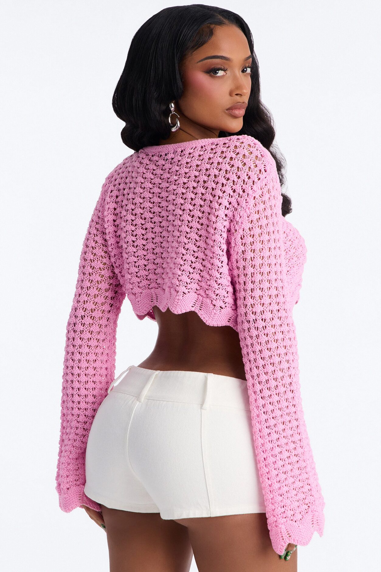 Sasha Crochet Cardigan - Pink