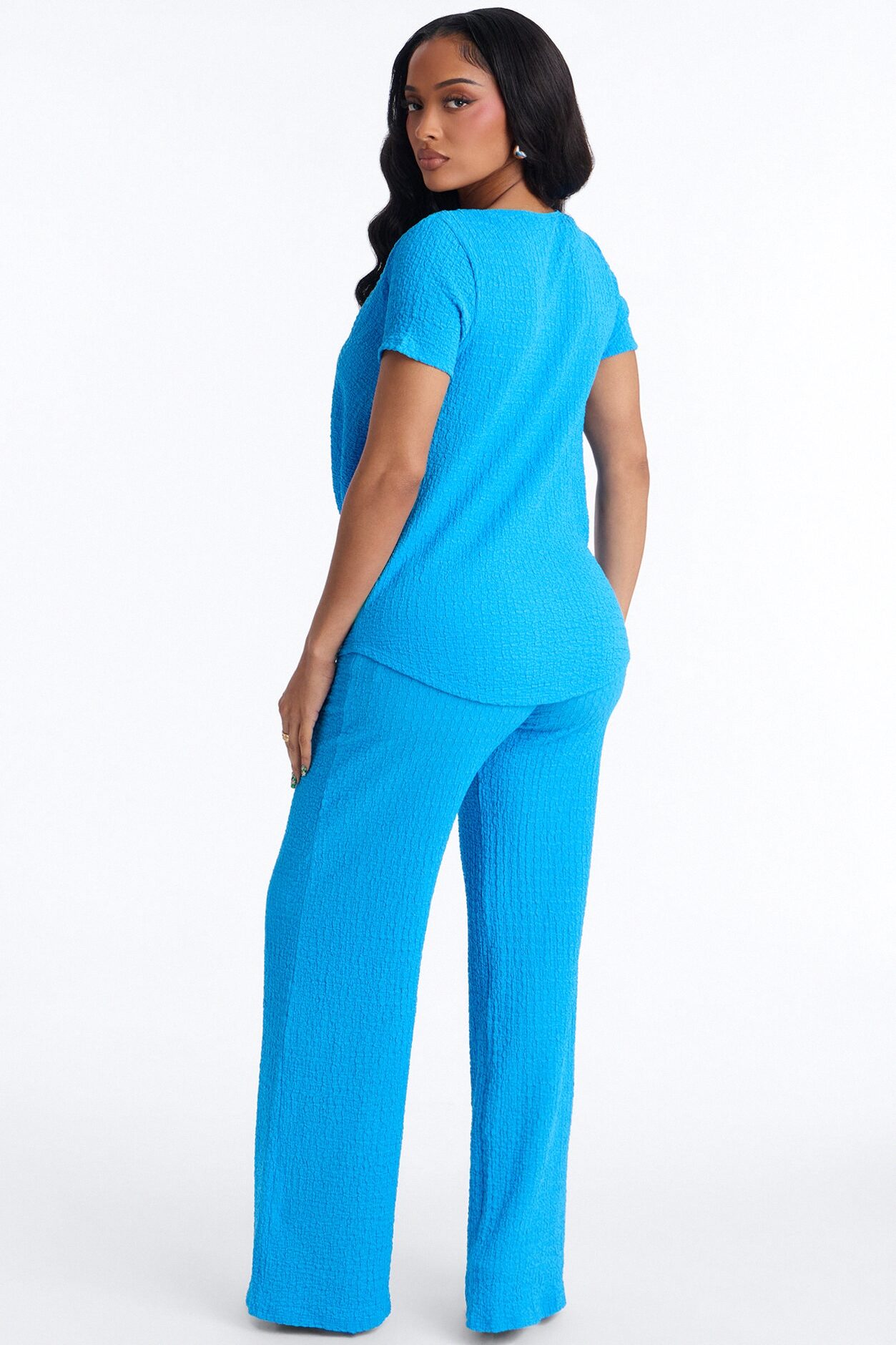 Sandra Textured Pant Set - Blue