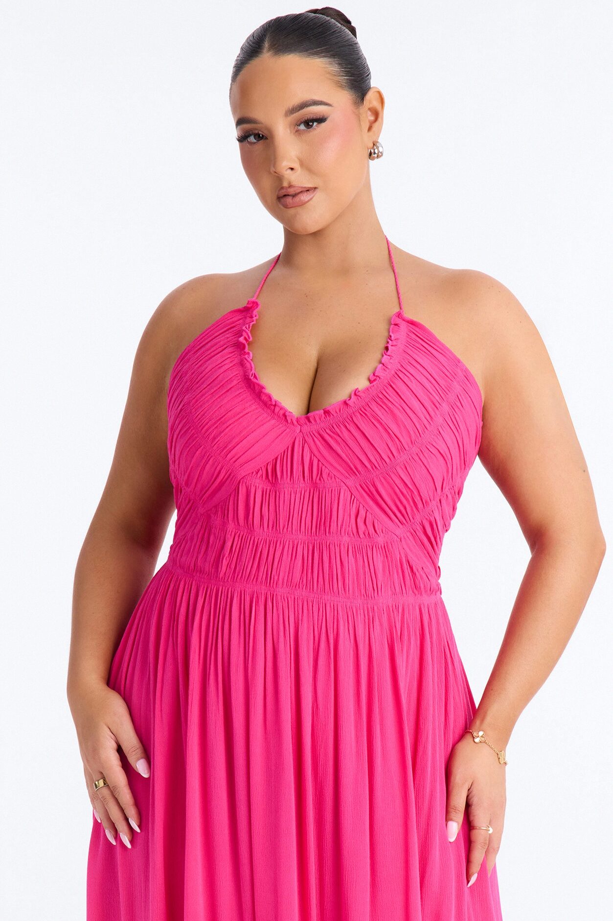 Pretty In Paradise Backless Maxi Dress - Hot Pink