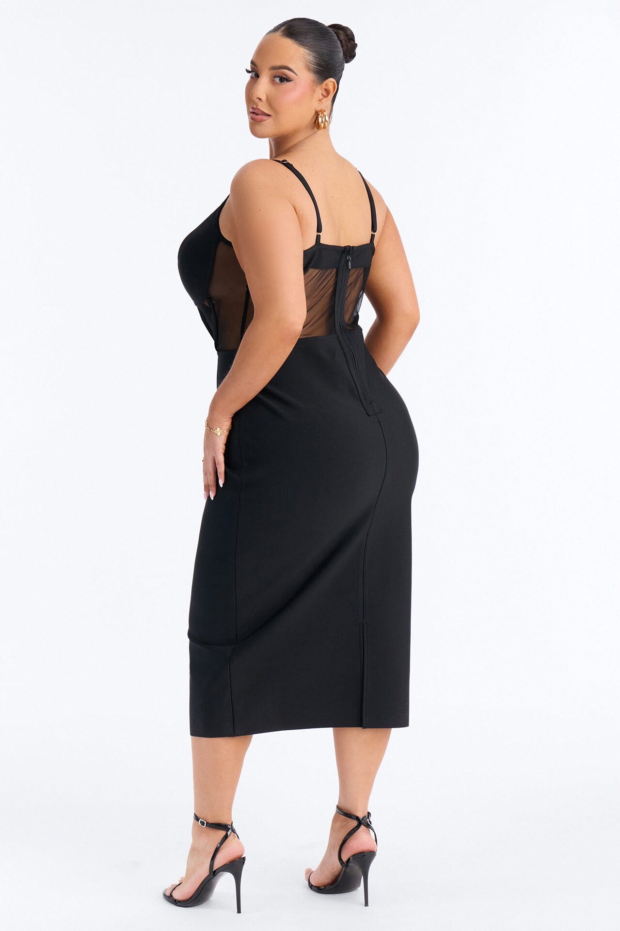 Haisley Corset Bandage Midi Dress - Black