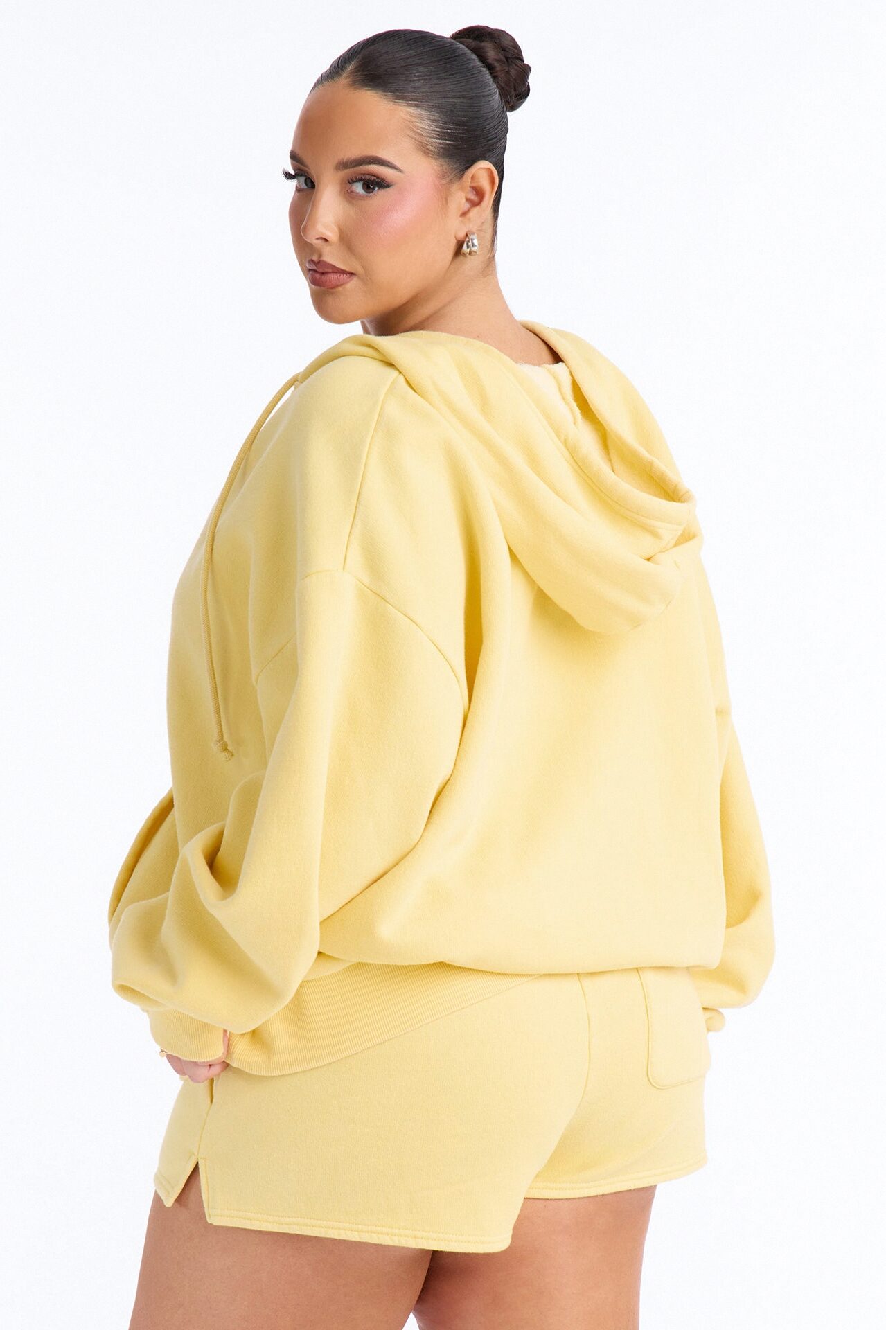 On The Run Washed Fleece Short Set - Yellow