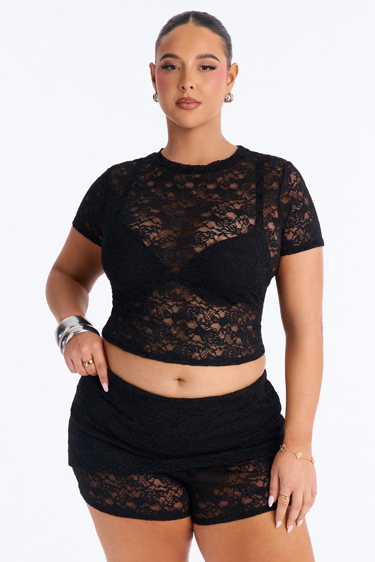 Ava Lace Short Set - Black