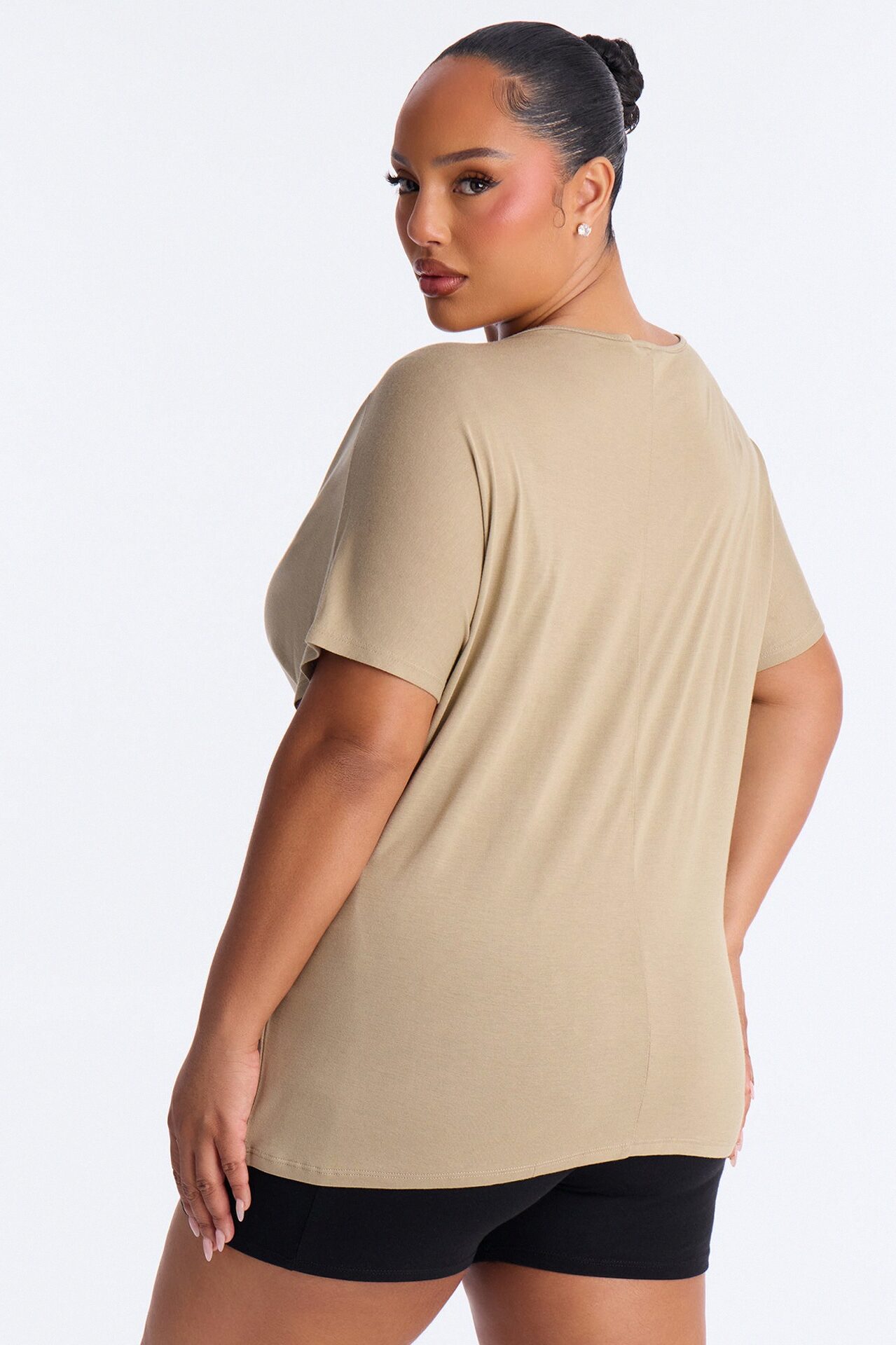 Tasmin Oversized V Neck Tee - Olive