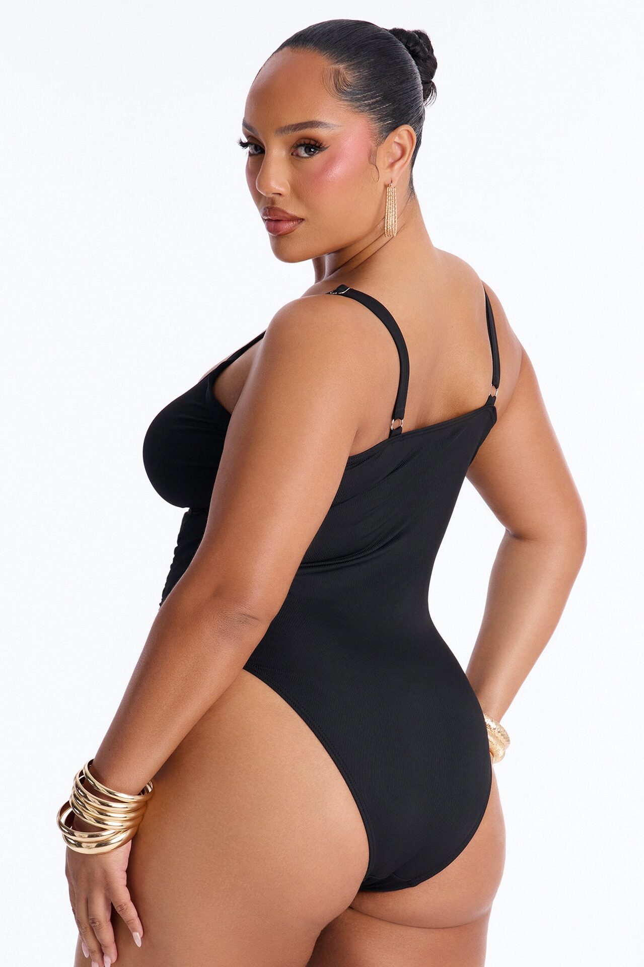 See The Waves Ruching Hardware 1 Piece Swimsuit - Black
