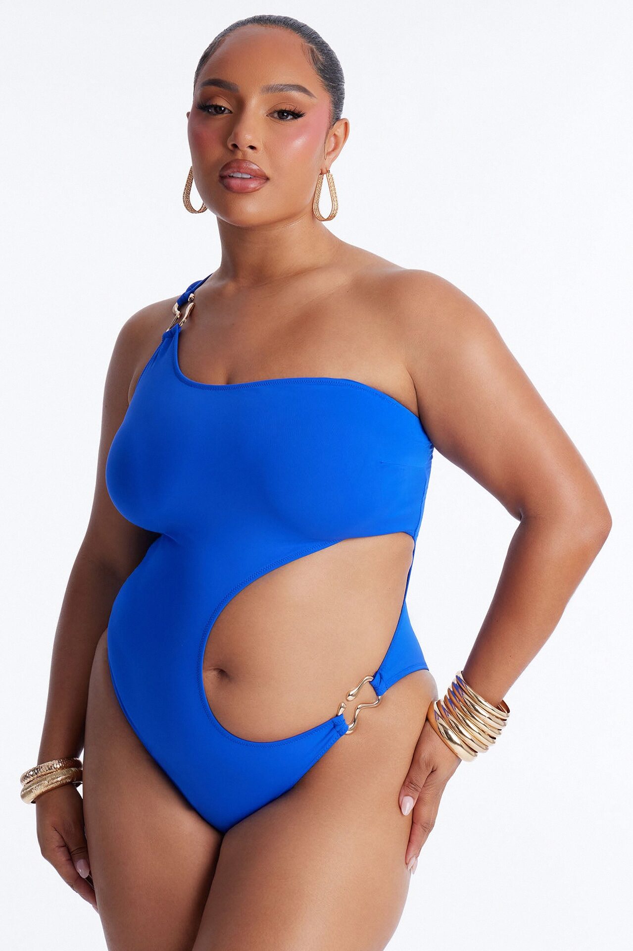 Stay Salty Hardware Cut Out Sheer 2 Piece Swimsuit - Royal