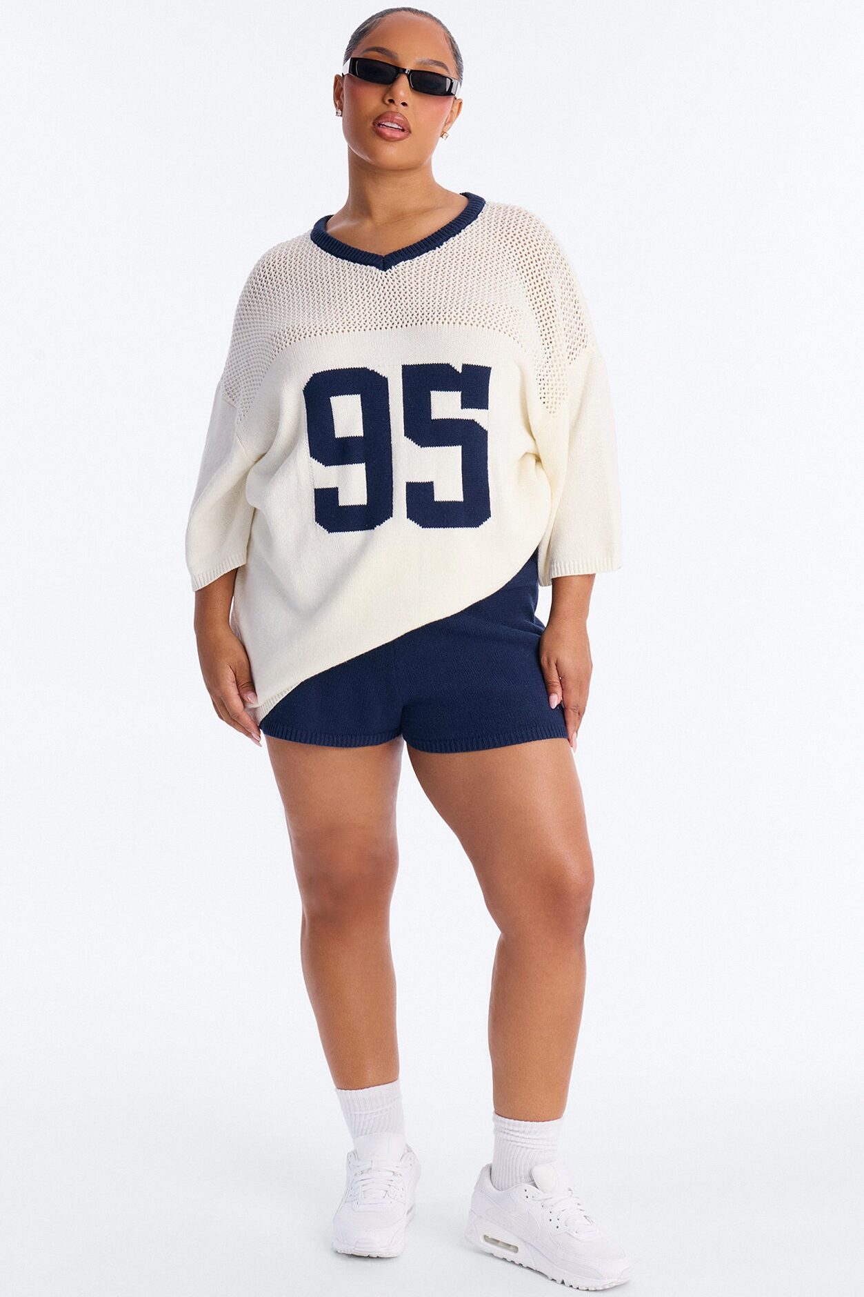 95 Crochet Biker Short Set - Cream