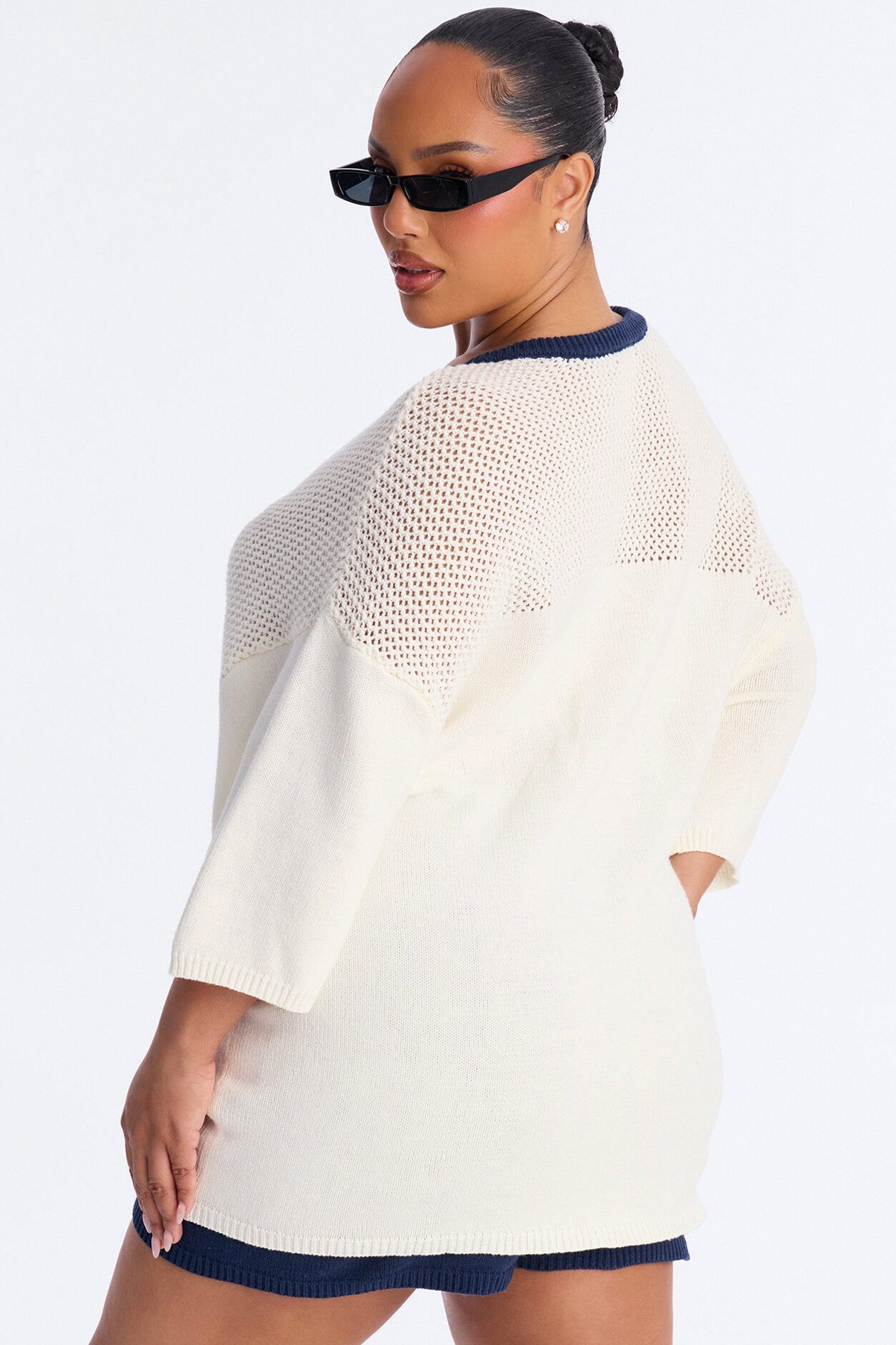 95 Crochet Biker Short Set - Cream