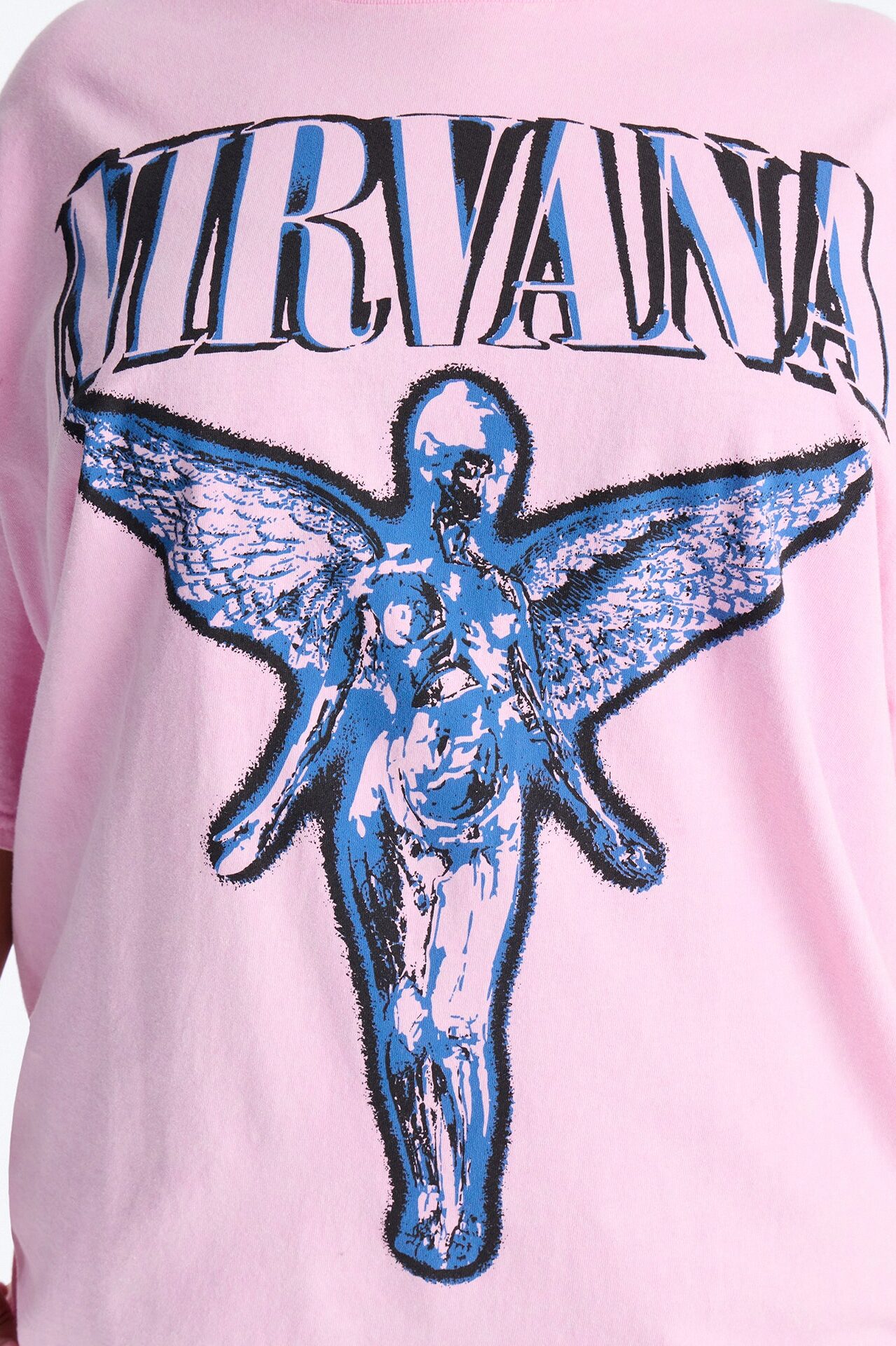 Nirvana Mineral Washed Front And Back Graphic Tee - Light Pink