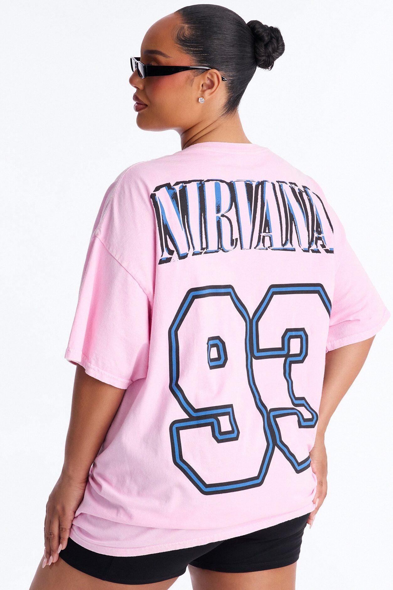 Nirvana Mineral Washed Front And Back Graphic Tee - Light Pink