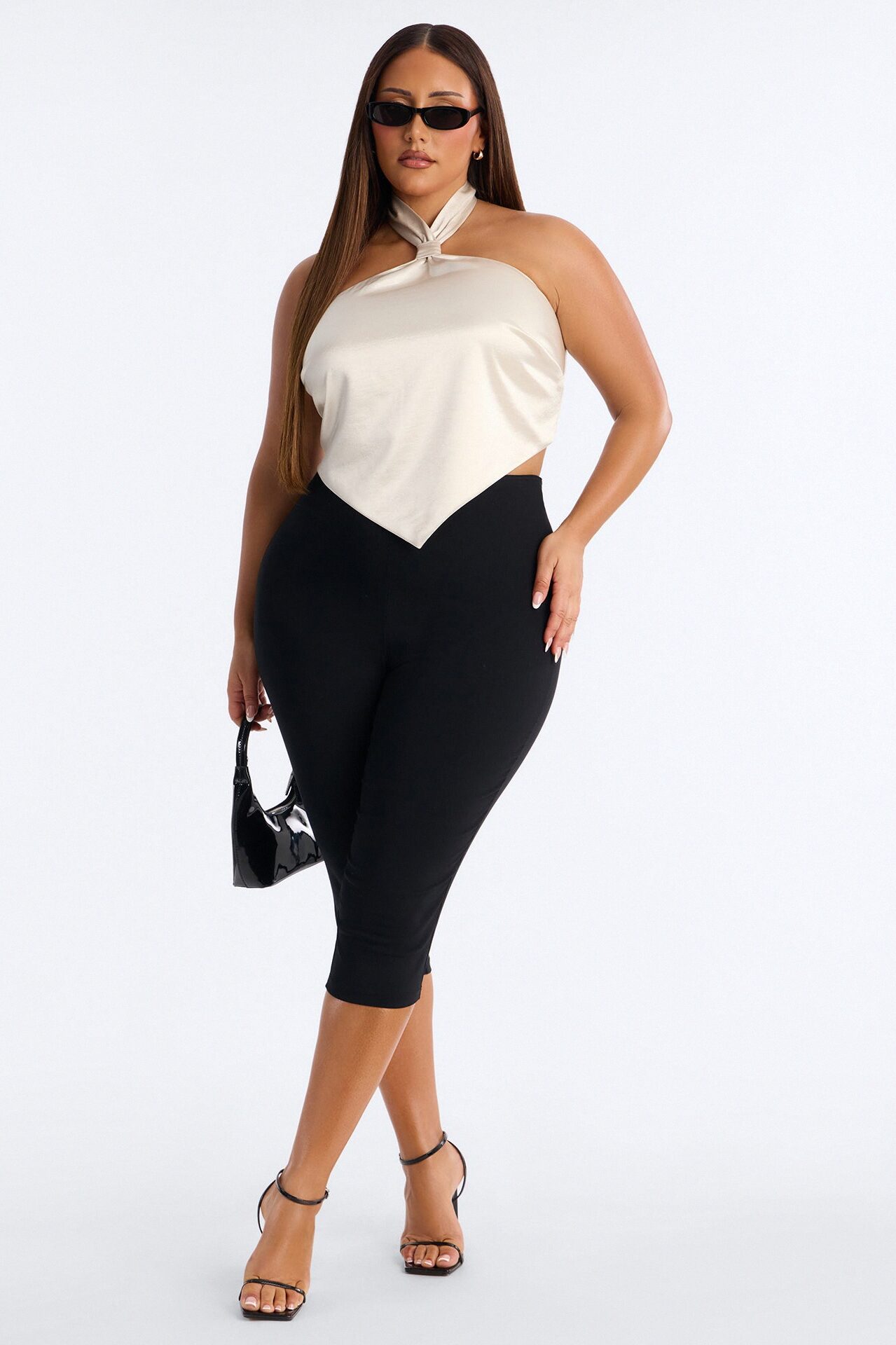 Pretty Things Tie Back Satin Halter Top - Cream