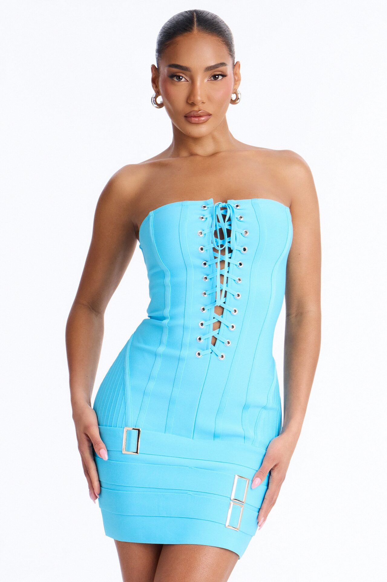 Samantha Strapless Bandage Mini Dress - Blue