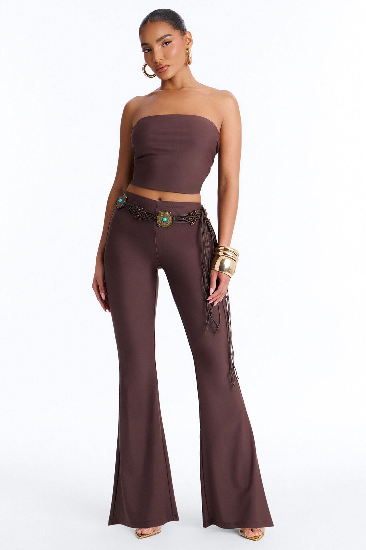 Boho Moment 3 Piece Pant Set - Chocolate