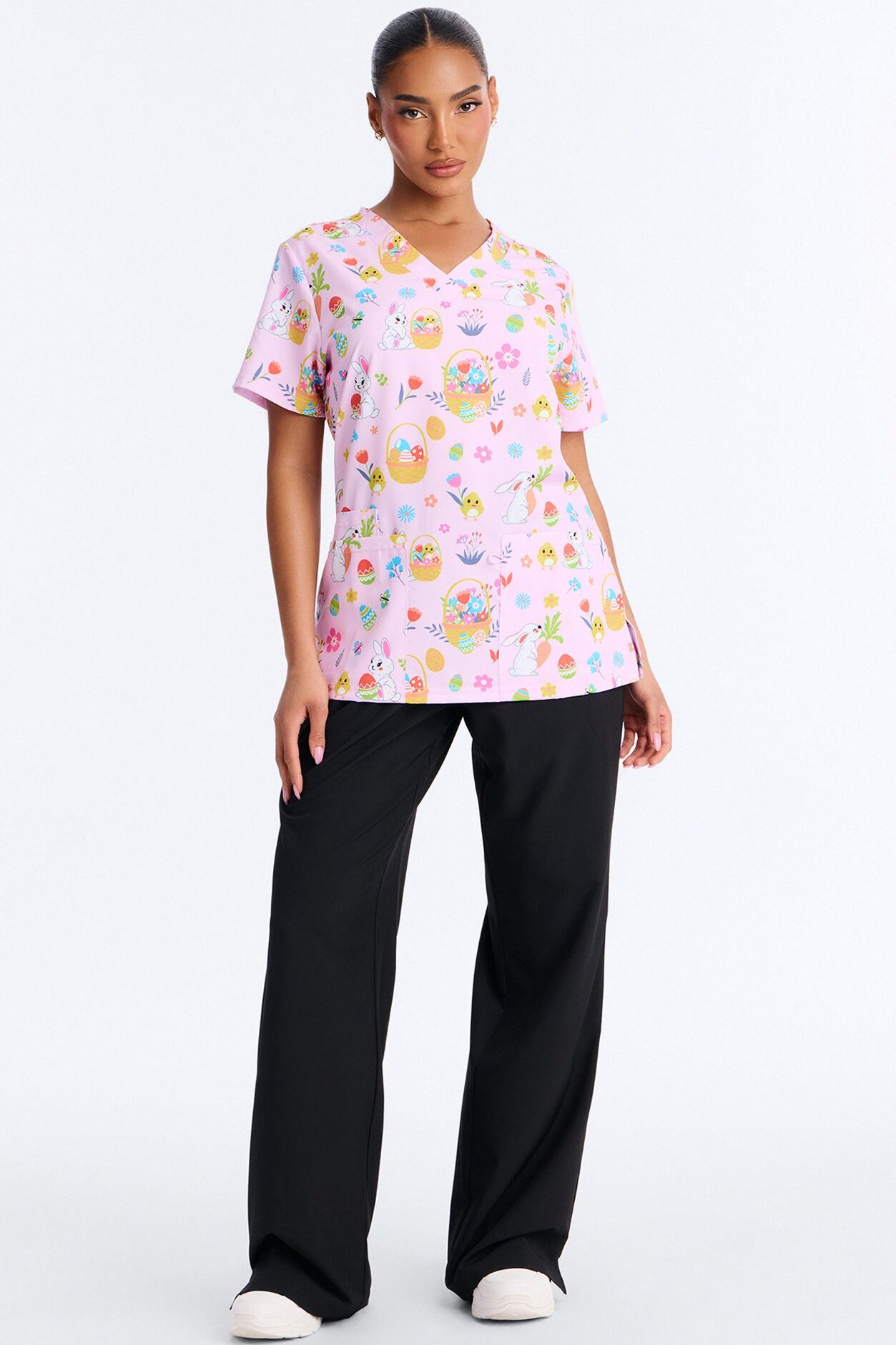 Egg Hunt Scrub Top - Pink/combo