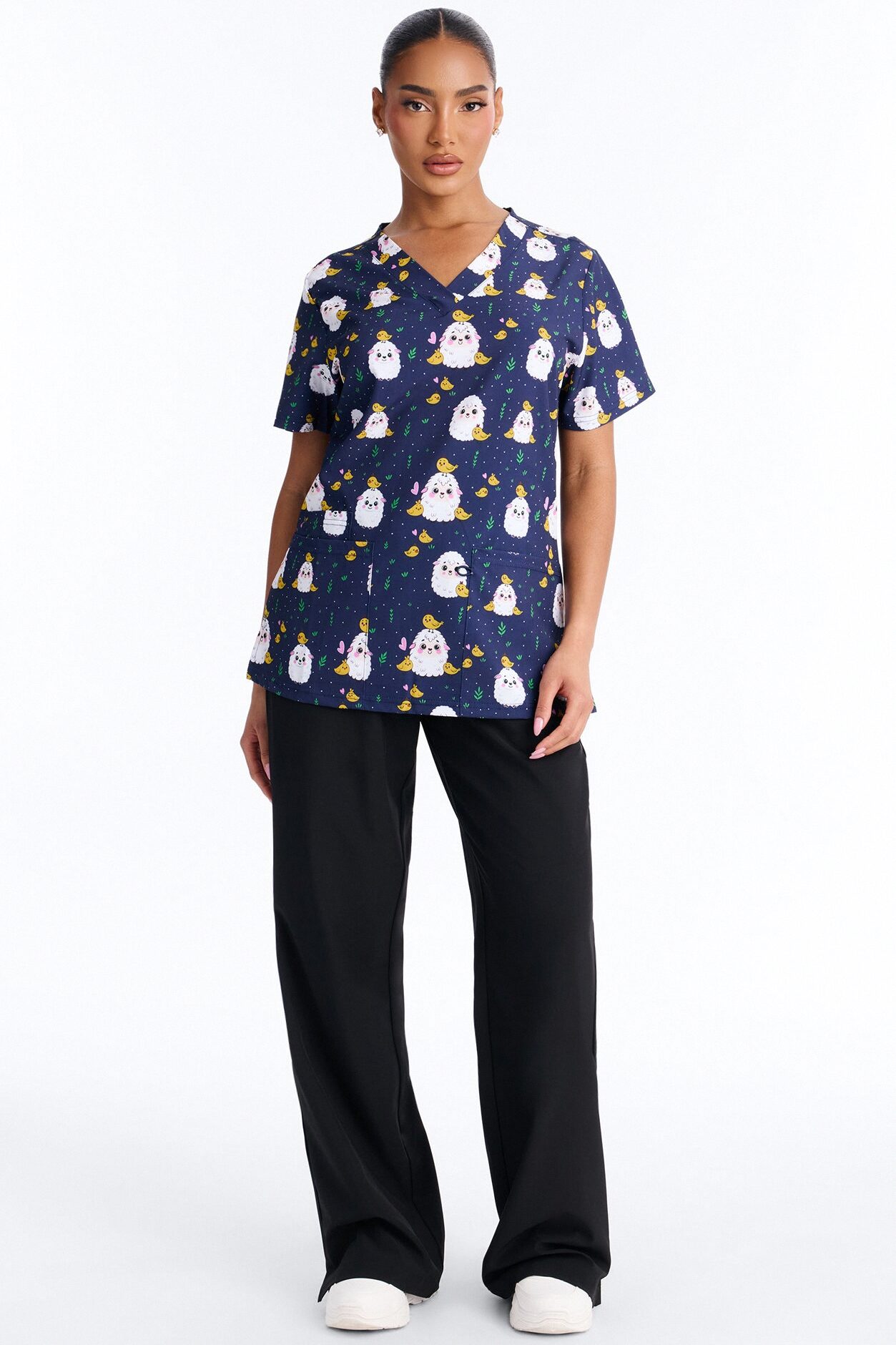 Ba Ba Baby Chick Scrub Top - Black/combo