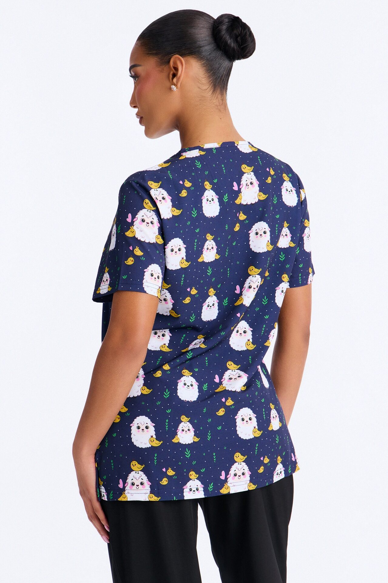 Ba Ba Baby Chick Scrub Top - Black/combo